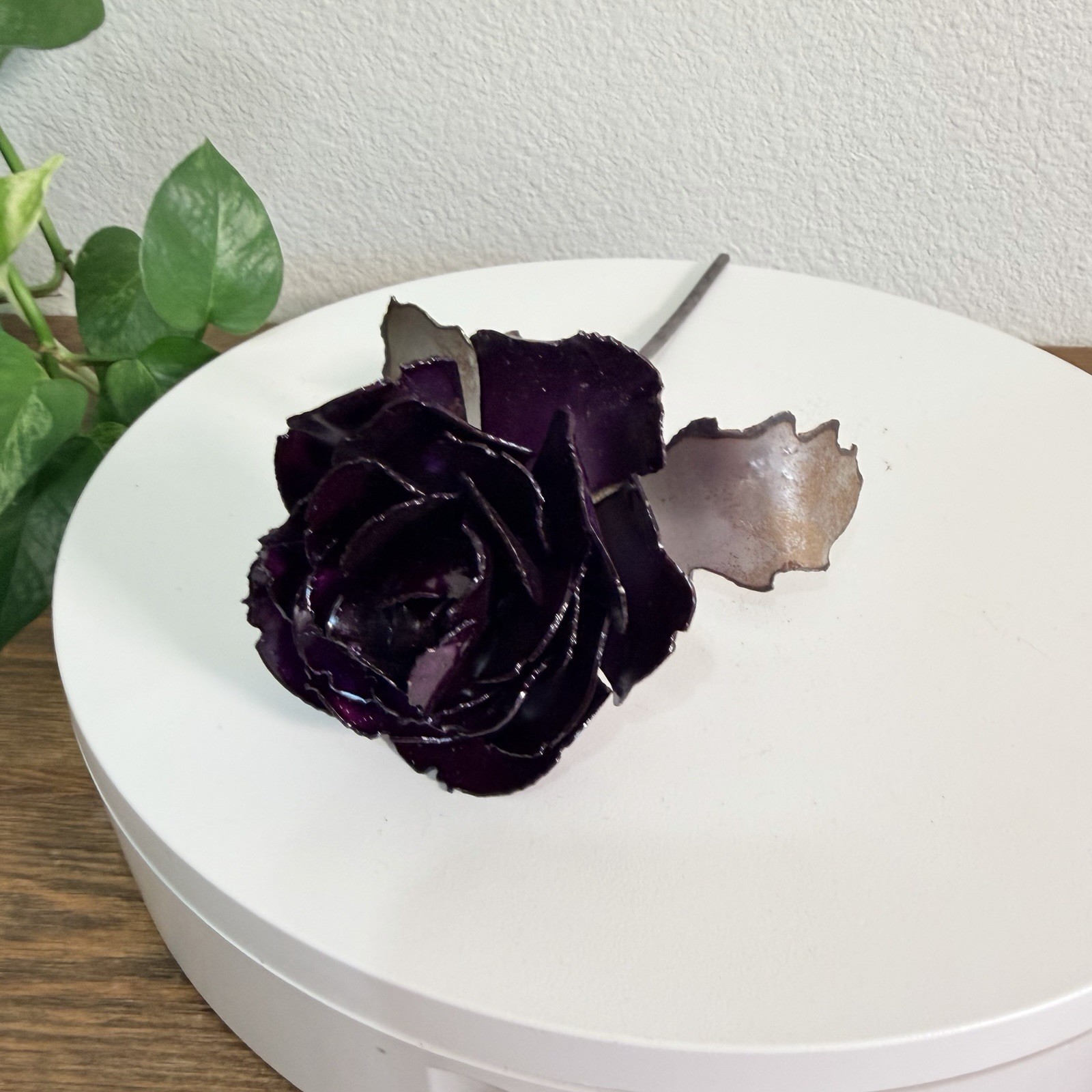 Hand Crafted Welded, Metal Forever Purple Rose