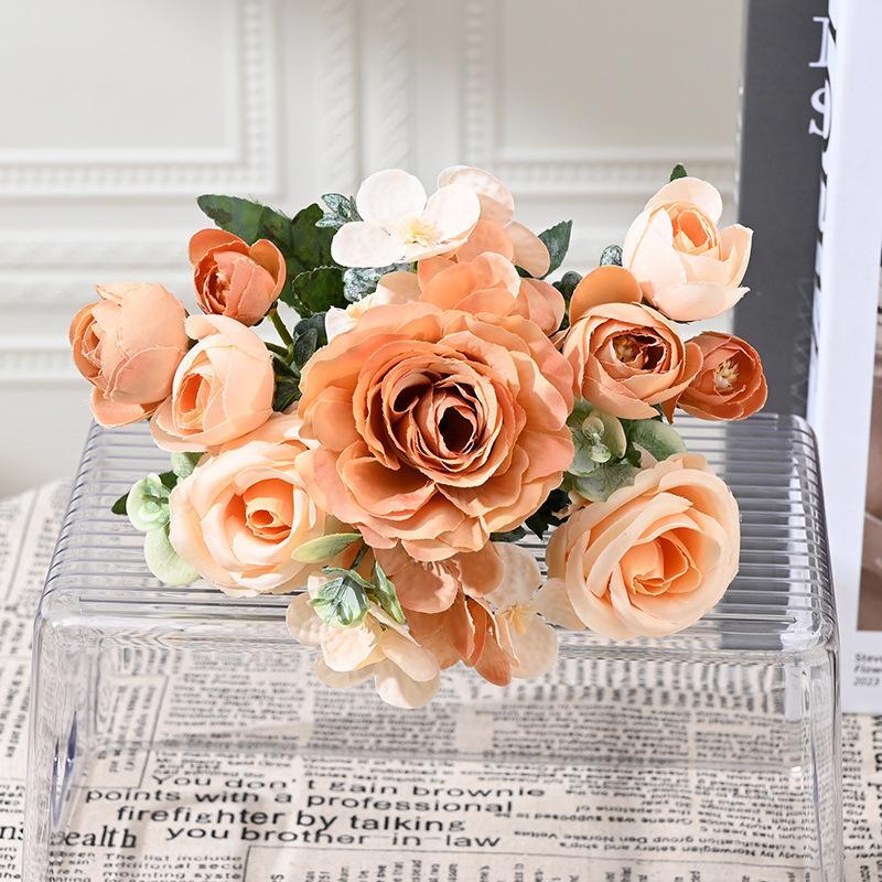 7-head Silk Peony Rose & Hydrangea Bouquet – Elegant Decor for Home & Events