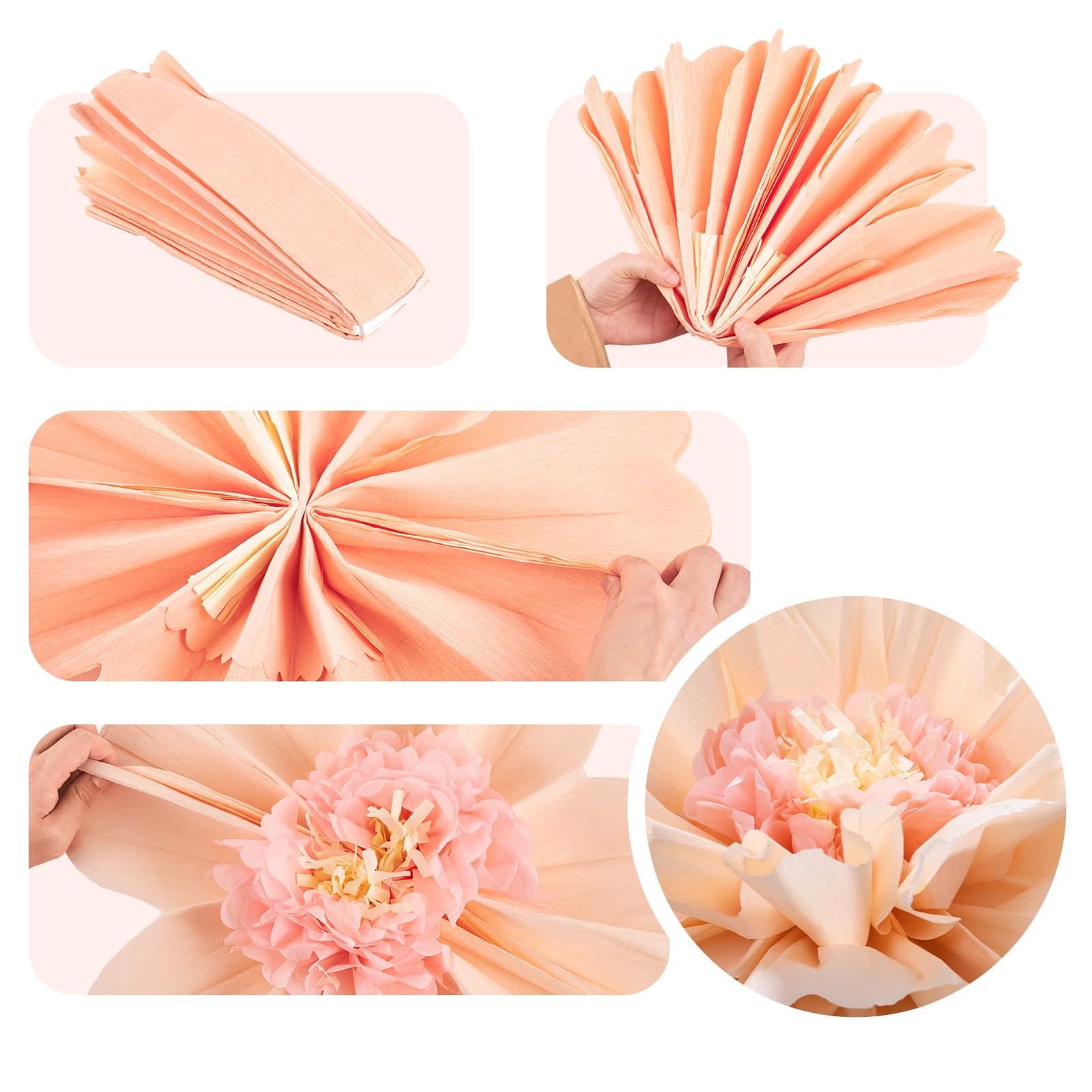 Giant Paper Flowers Crepe Tissue Decorations Wall Decor Pink Orange 20 In 4 PCS