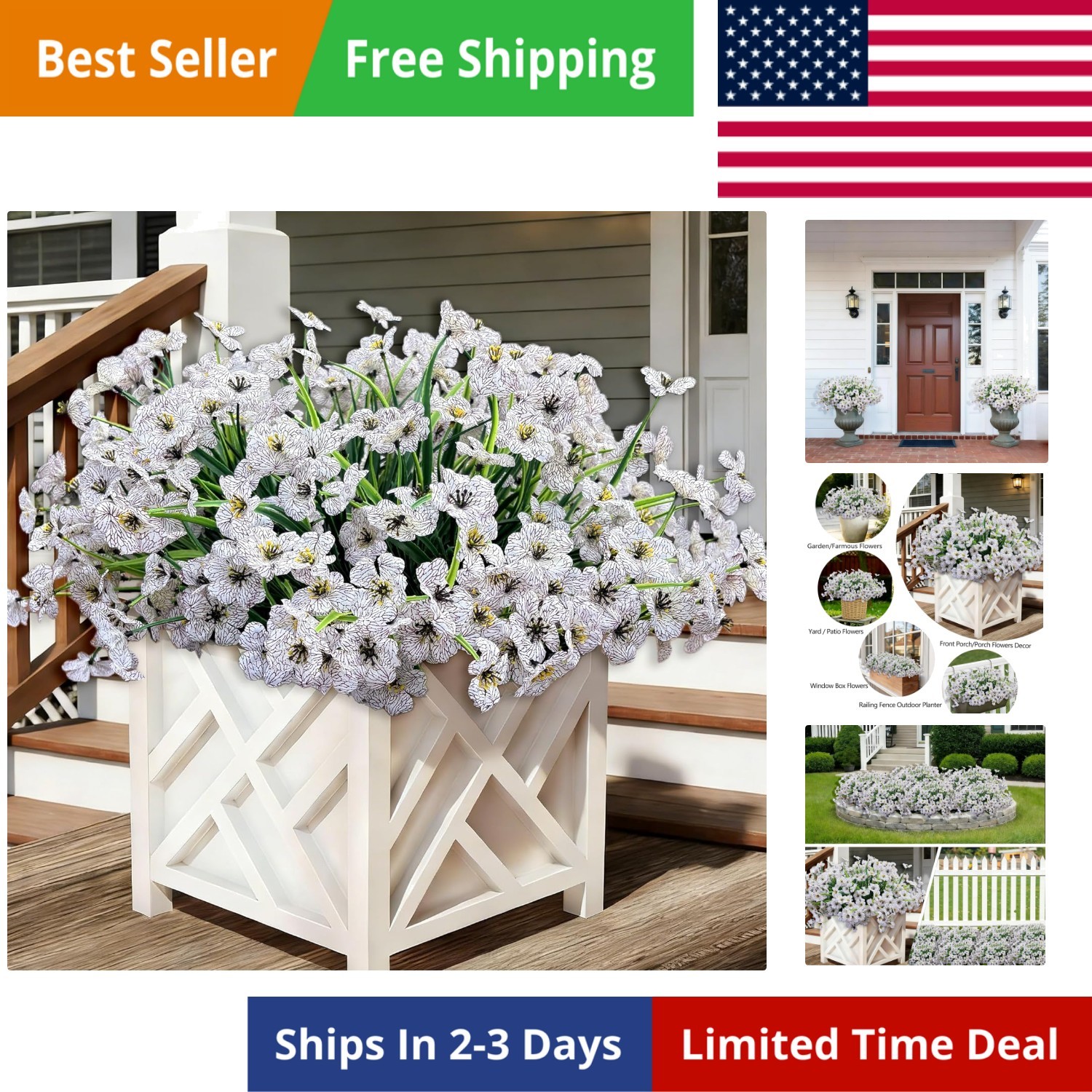 20 Bundles Artificial Flowers for Outdoors, UV Resistant Fake Flowers with Pl…