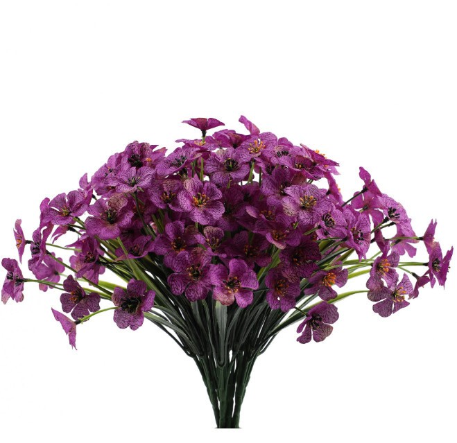 10 Bundles Outdoor Artificial Flowers UV Resistant Plastic Plant Silk Flower new