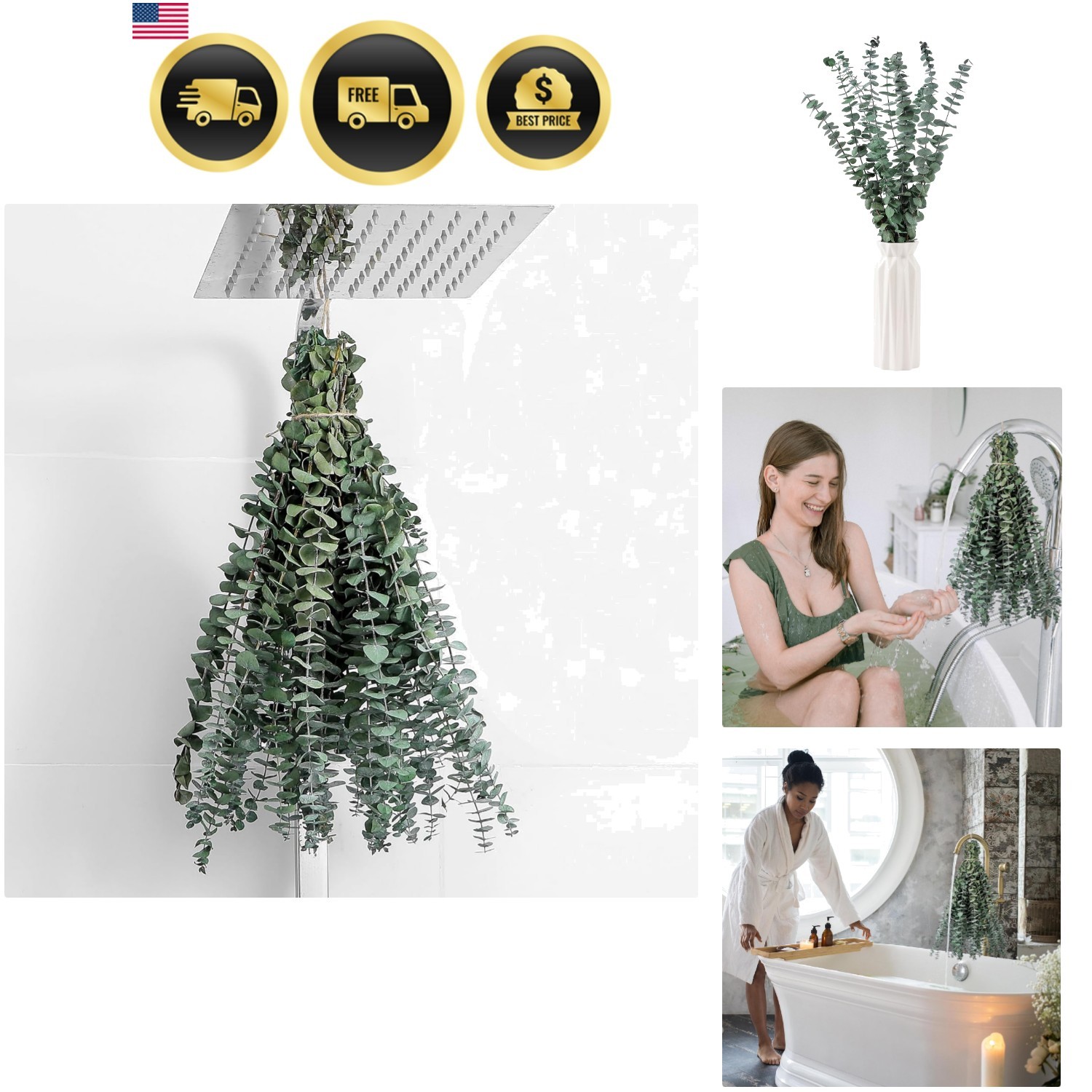 10 Pcs Dried Eucalyptus Stems 17″ Real Eucalyptus for Shower Hanging 100% Mad…