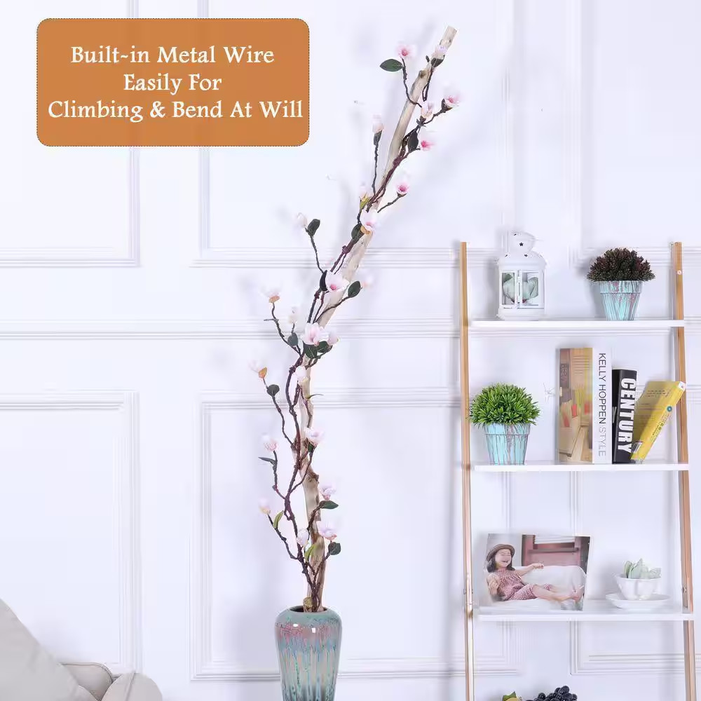 10 In. Magnolia Series Pink Artificial Magnolia Flower Tree Vine for Wedding Arc