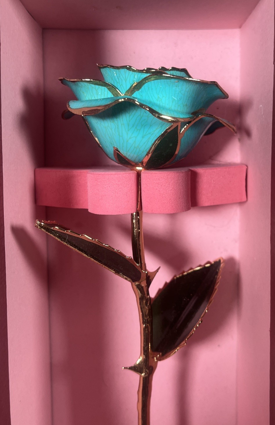 Guangdong Jewelry Blue Rose with Golden Dipped – Flower