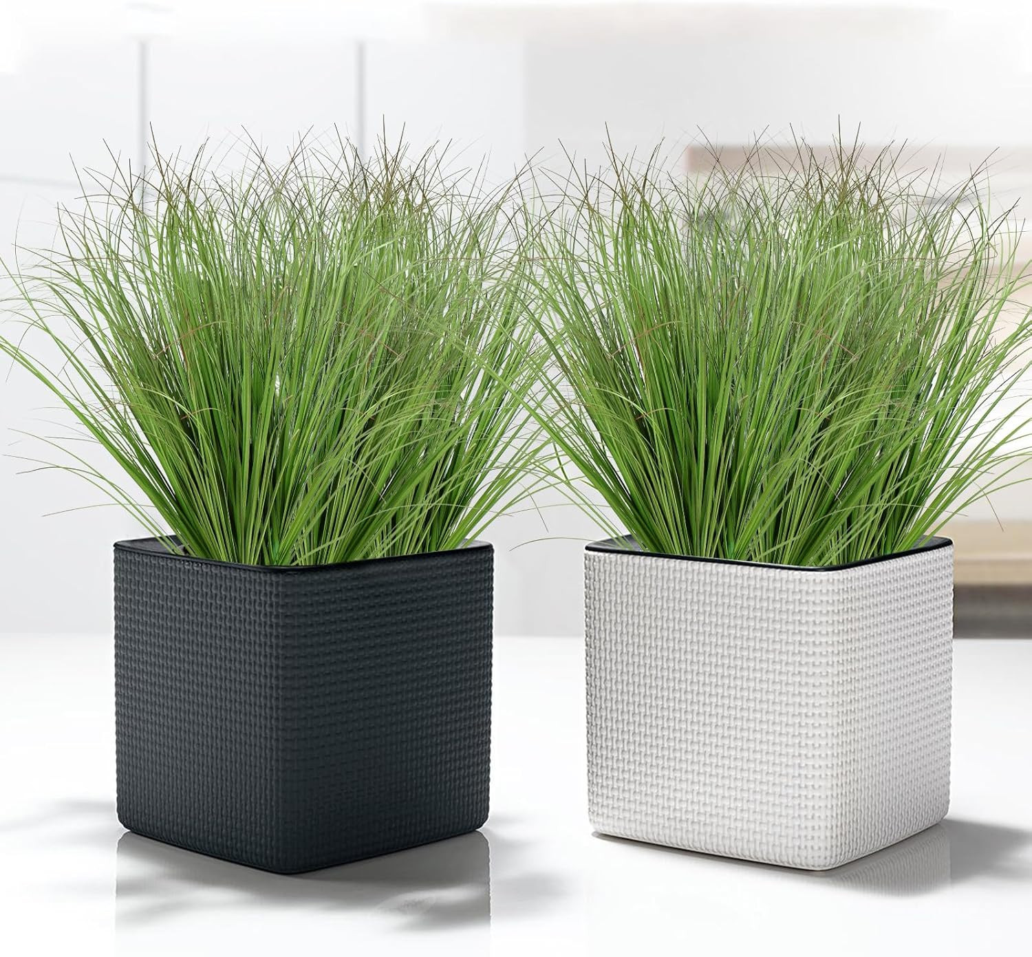 14 Bundles Artificial Onion Grass Plants Outdoor 20 Inch Fake Shrubs Artificial