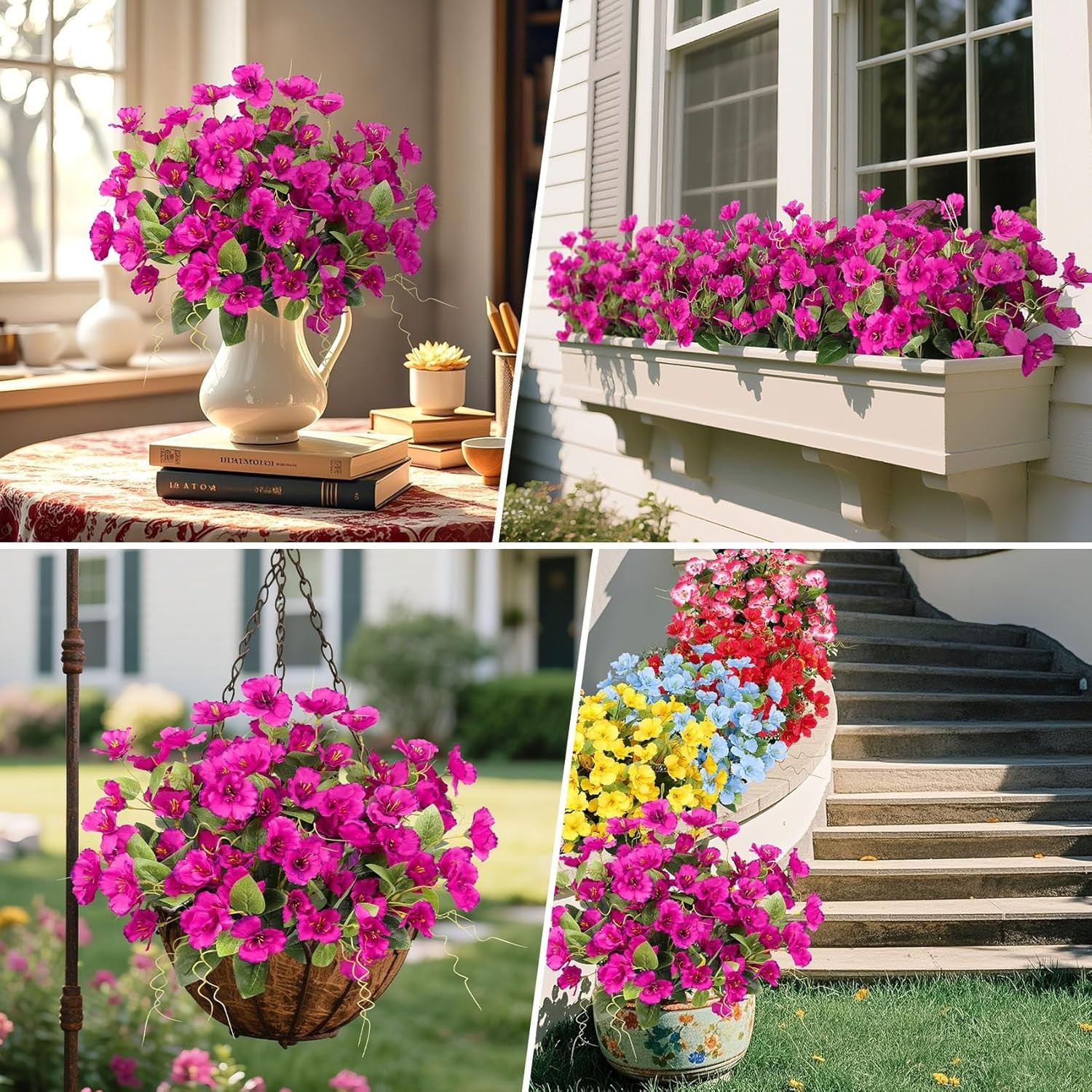 8 Bundles Fake Silk Flowers, Artificial Hibiscus Flowers for Outdoors Realist…