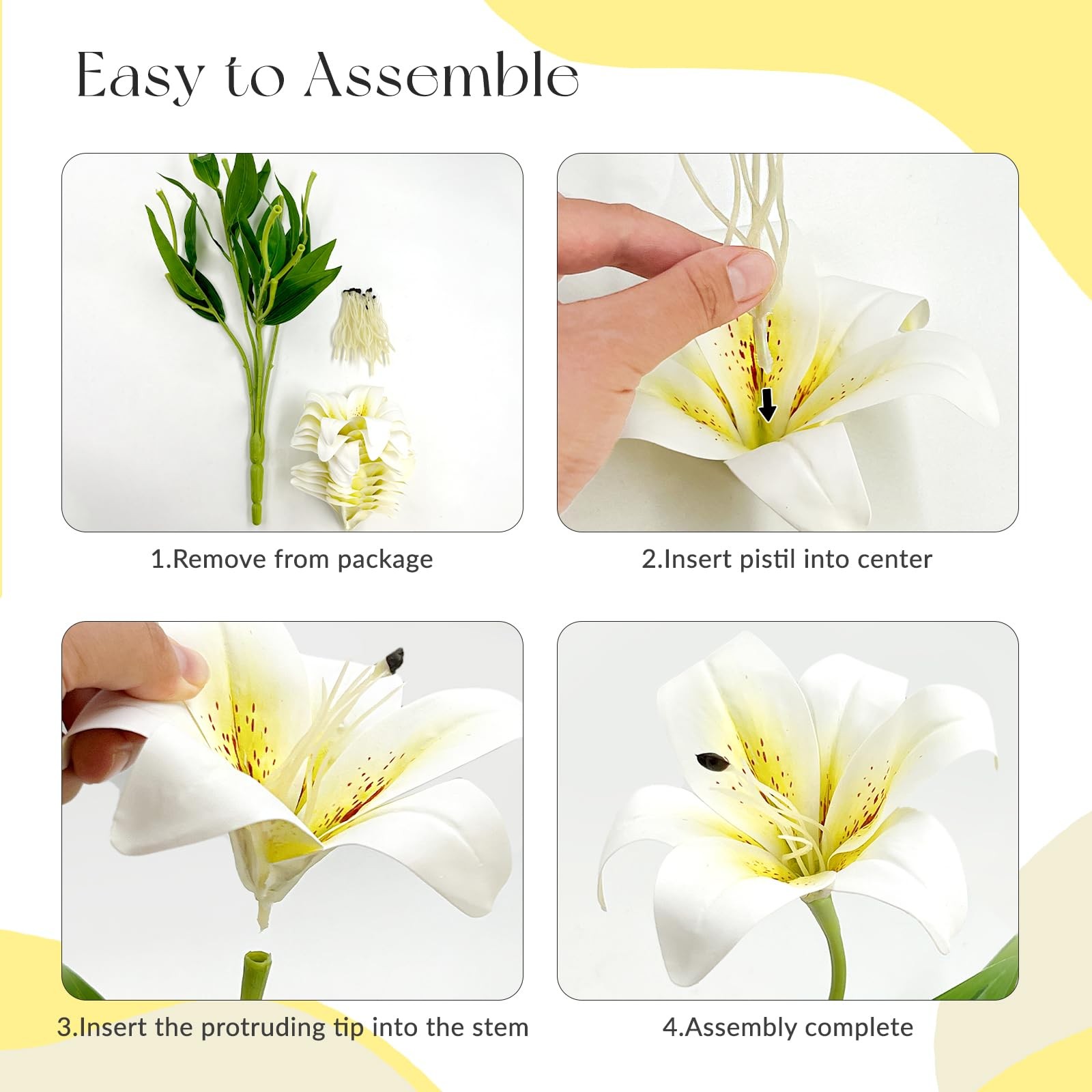 11Heads Artificial Lily Flowers,Long Stem Faux Flowers with Buds,Tiger Lily A…