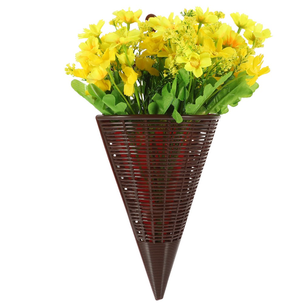 Realistic Yellow Artificial Flower Basket for Door Hanging Decorative Display