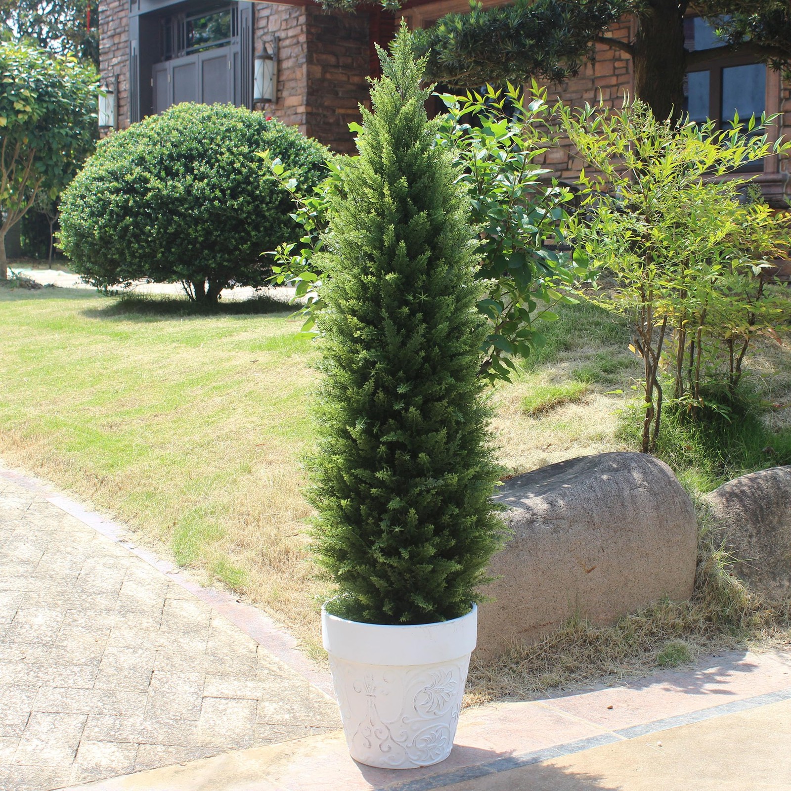 4ft Artificial Cedar Trees Artificial Topiary Trees Set of 2 Faux Cypress Pla…