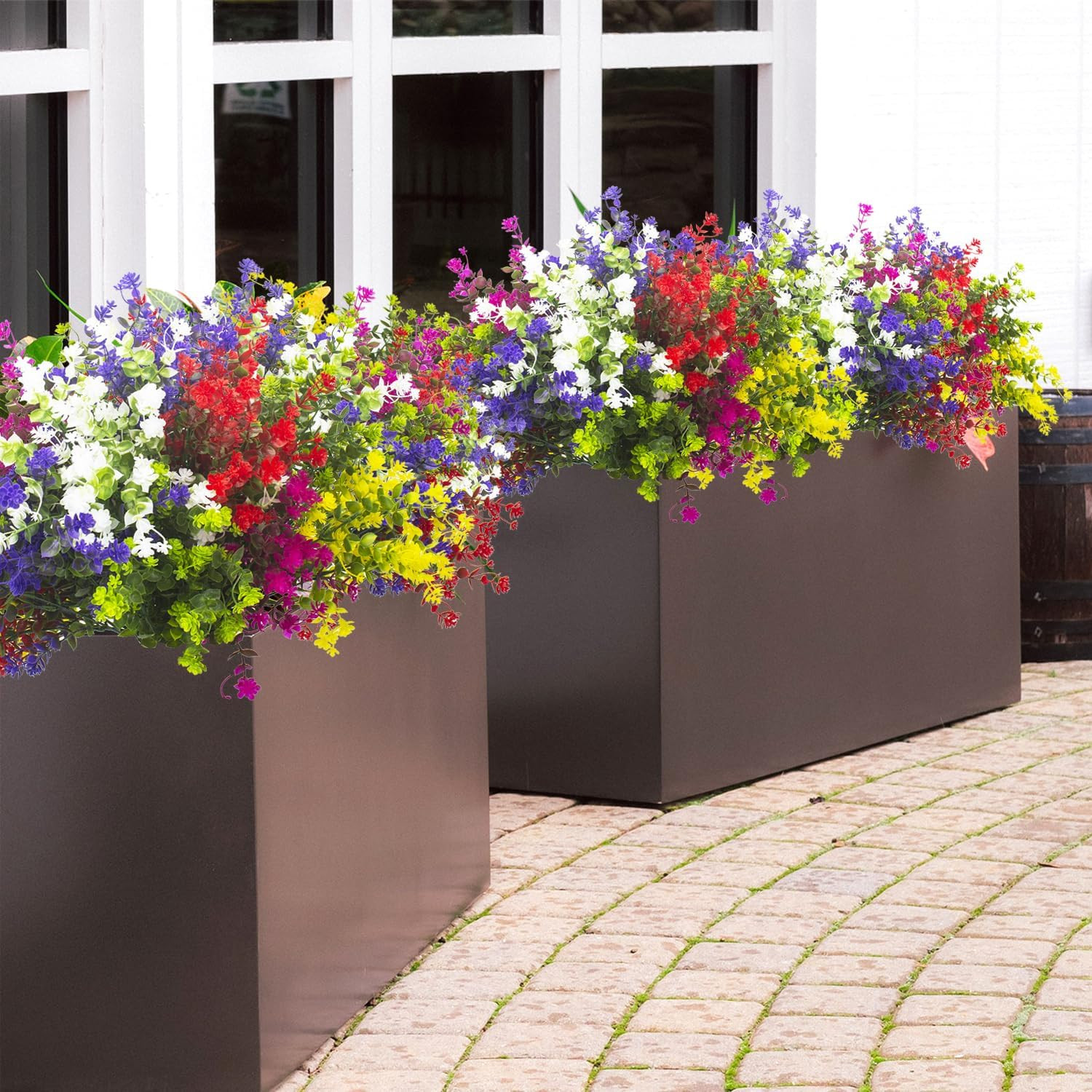 12 Bundles UV Resistant Artificial Flowers for Outdoor Garden Décor