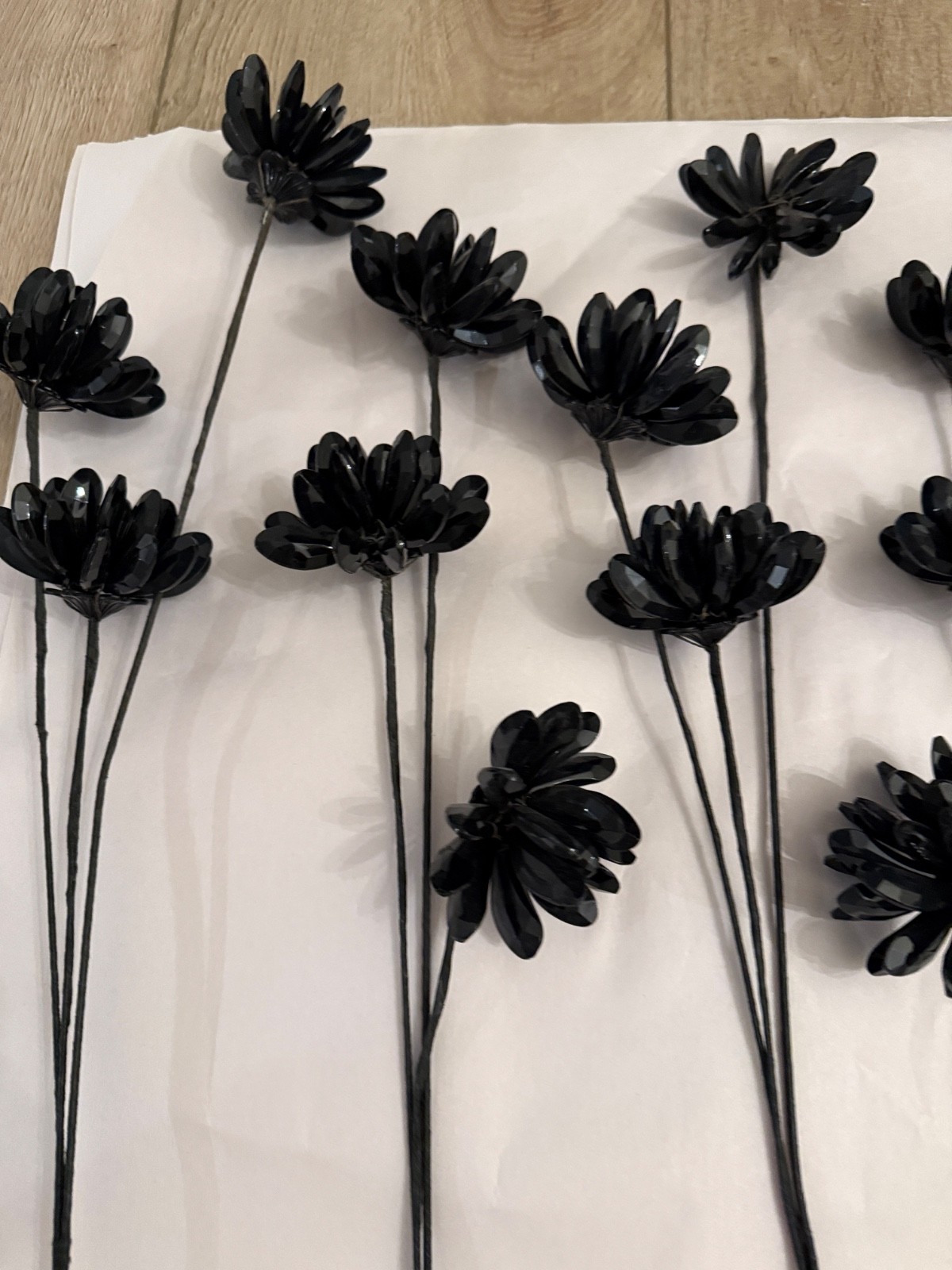 Black Daisy Beaded Flowers Long Stem