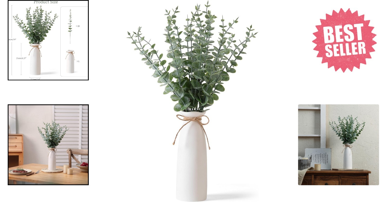 19″ Decorative Eucalyptus Centerpiece in Elegant White Vase, Perfect for Gifting