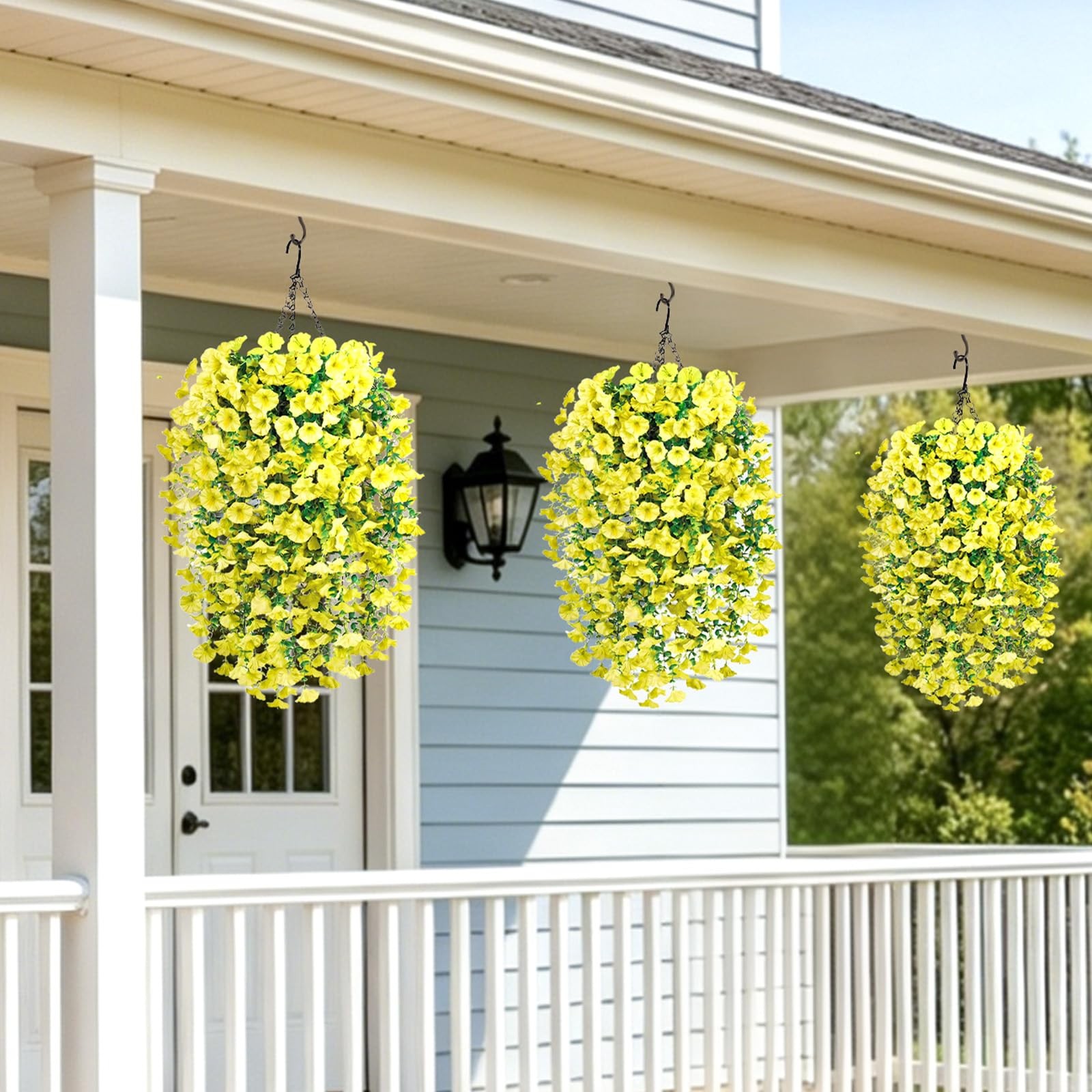Artificial Flowers for Outdoors, 6-Pack 420 Blooms UV Resistant Hanging Morni…