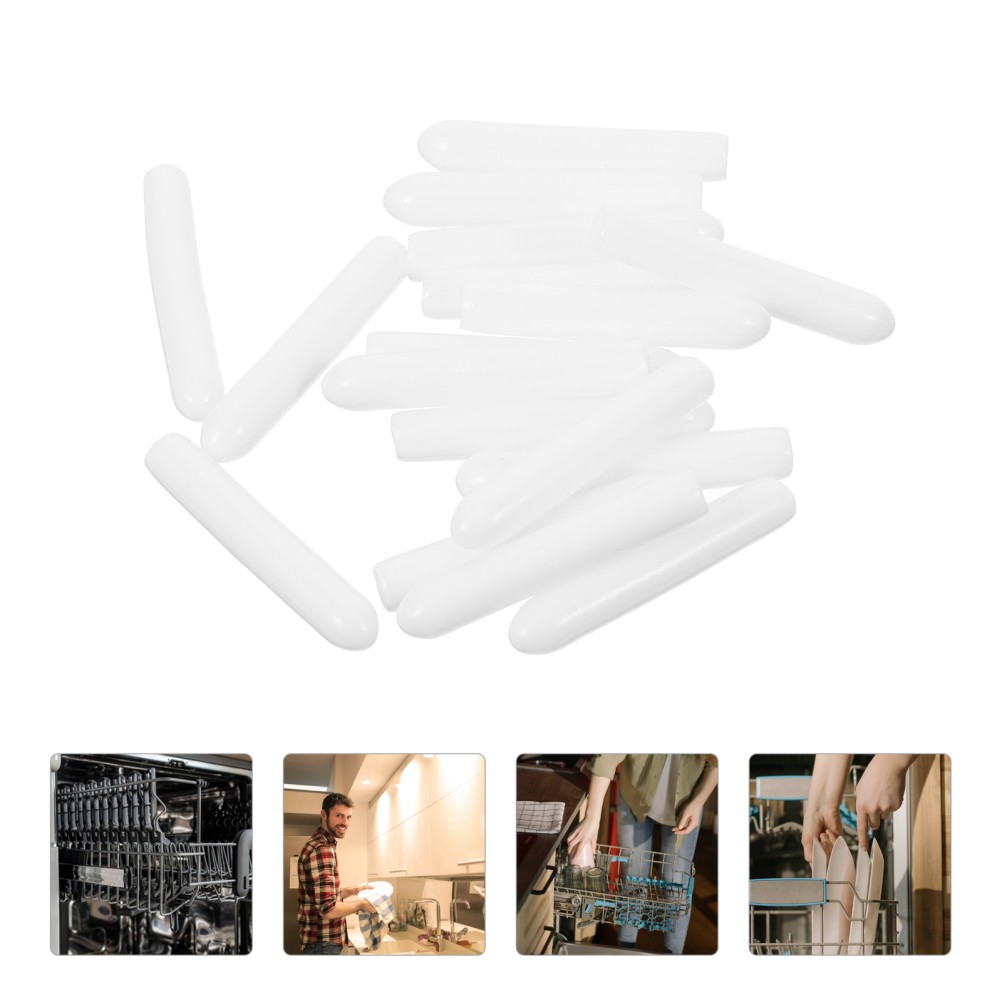 50 Pcs Plastic Dishwasher Rack Tip Protector Caps Prong End Covers White