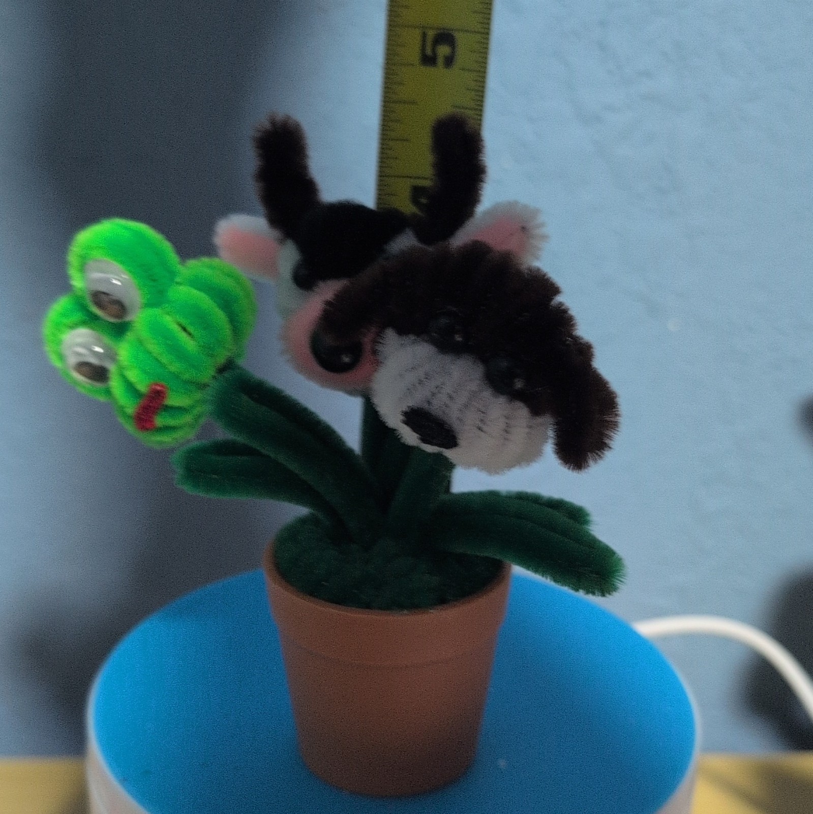 Handcrafted Pipe Cleaner FROG, COW, DOG flower Pot