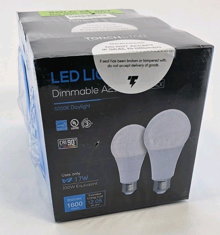 6 PACK – CRI 90 – TORCHSTAR Dimmable A21 LED Light Bulbs, Super Bright 100W