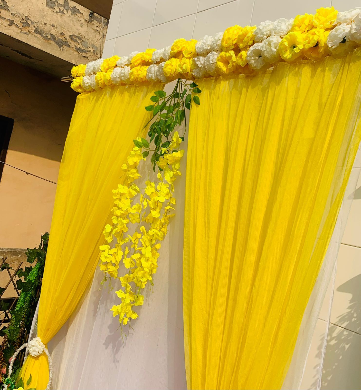 Yellow Backdrop Curtain For Decoration Stage Backdrop NIkha Photo Prop Decor