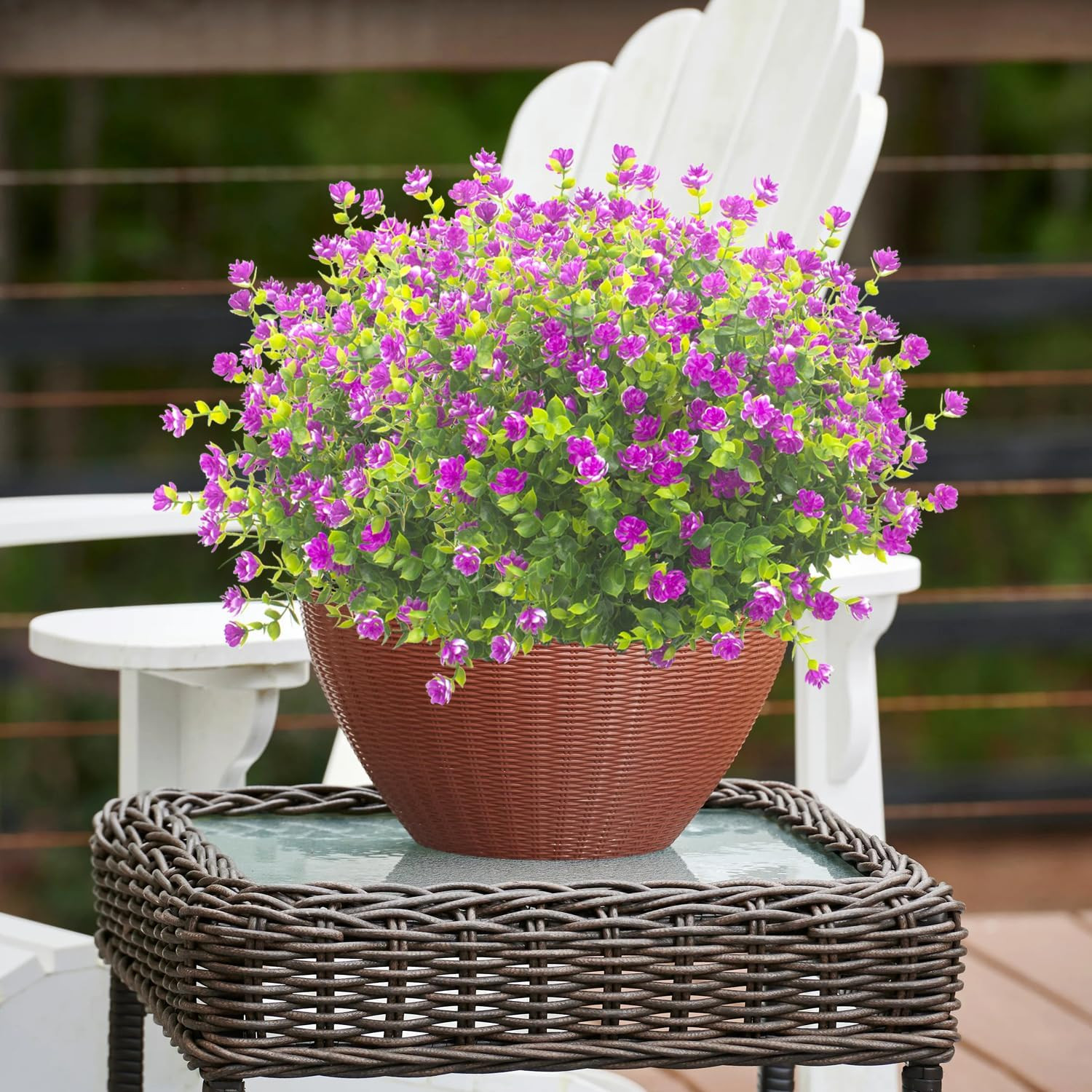 UV Resistant Purple Fake Flowers – 20 Bundles for Garden & Home Decor