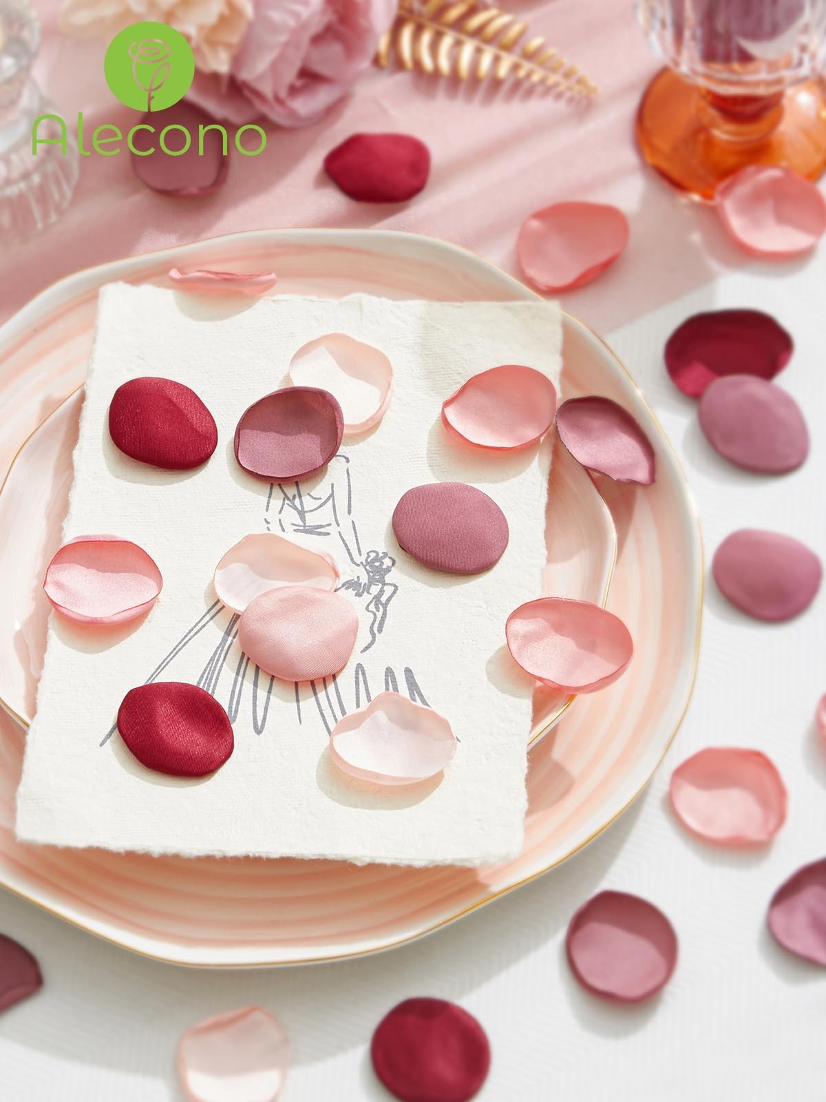 Silk Rose Petals Fake Burgundy Pink Flower Girl Basket Throw Wedding 1 PCS