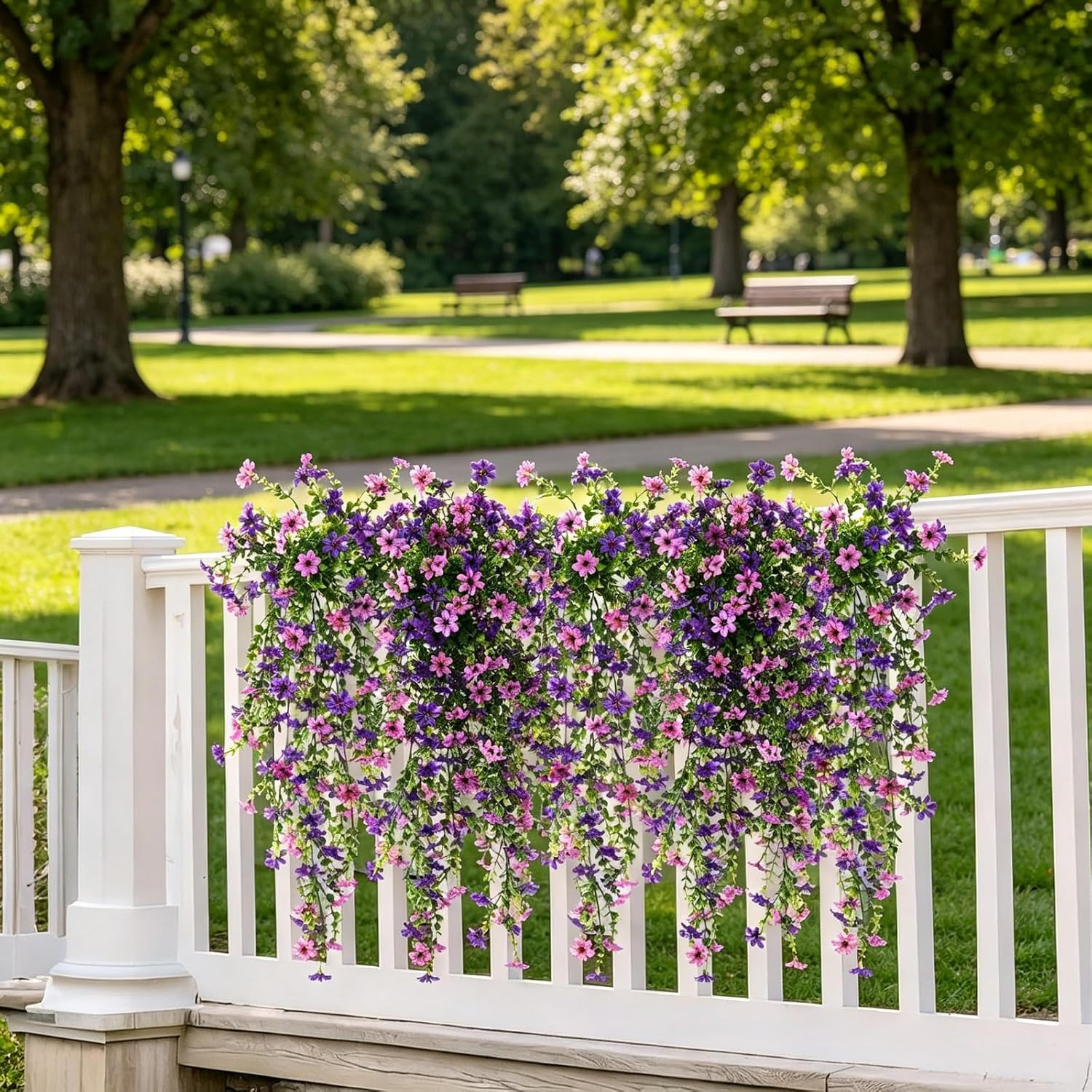 6 PCS Artificial Hanging Flowers for Outdoor Decoration, UV Resistant Realistic