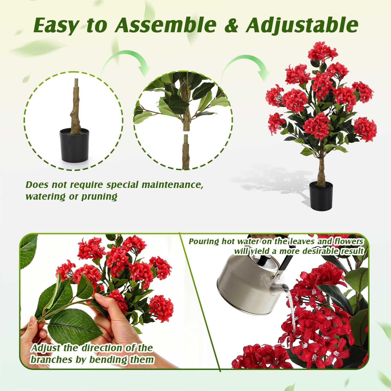 2 Pack 3ft Artificial Hydrangea Tree Faux Hydrangea Plant Indoor Outdoor Fake…