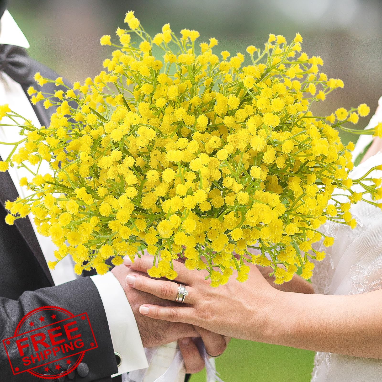 NandT NIETING 24pc Yellow Babys Breath Artificial Flowers Bulk