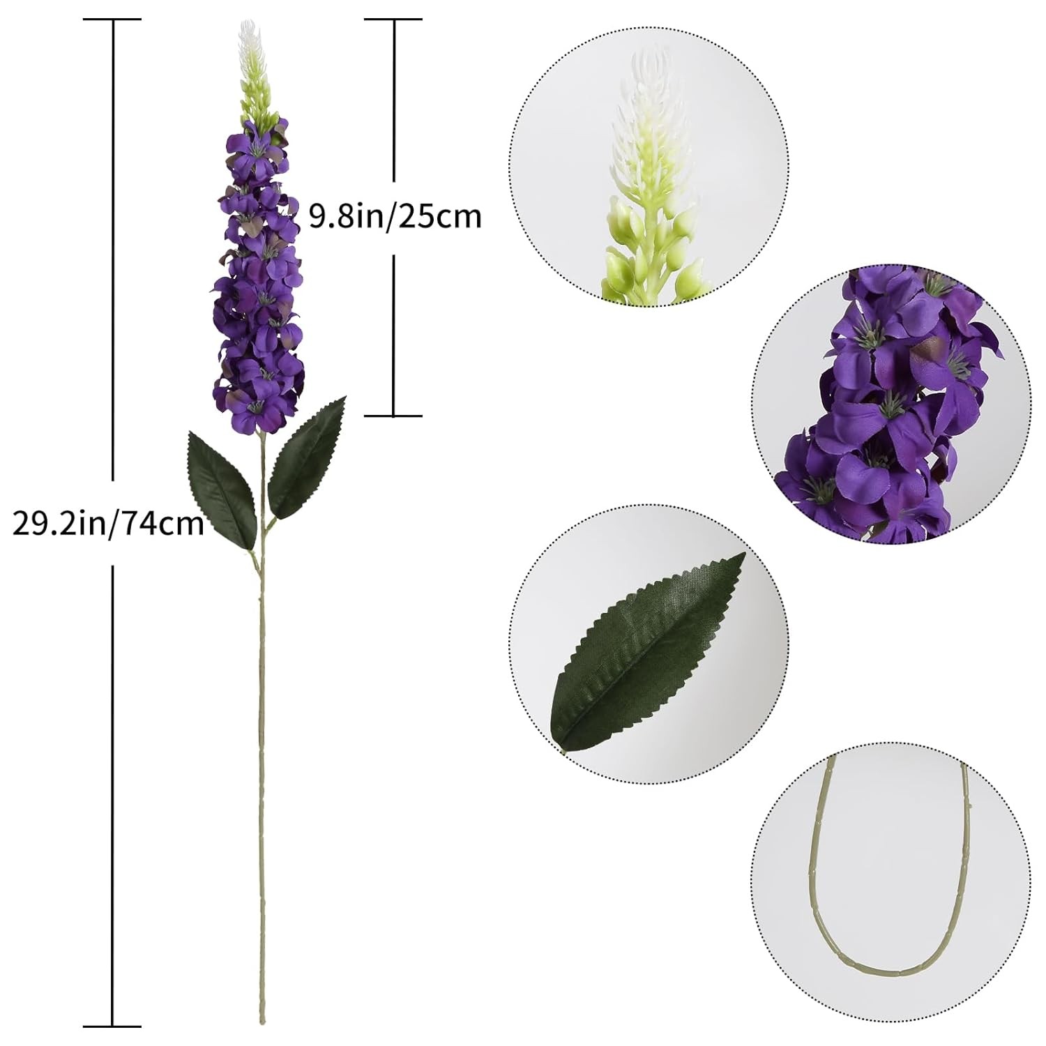 Purple Artificial Delphinium Snapdragon Flowers 8PCS Artificial Silk Arrangement