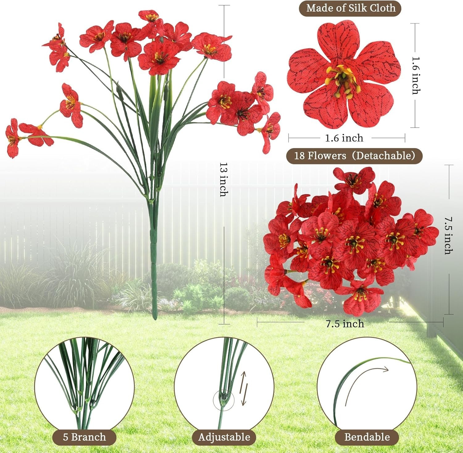 24 Pack Eco-Friendly Artificial Flowers – Perfect for -Round Event Styling