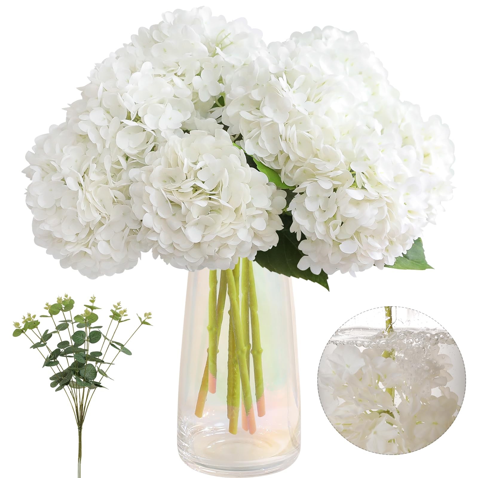 4pcs Fake Hydrangea with Vase -3D Real Touch Faux Hydrangea Flowers and 3pcs …