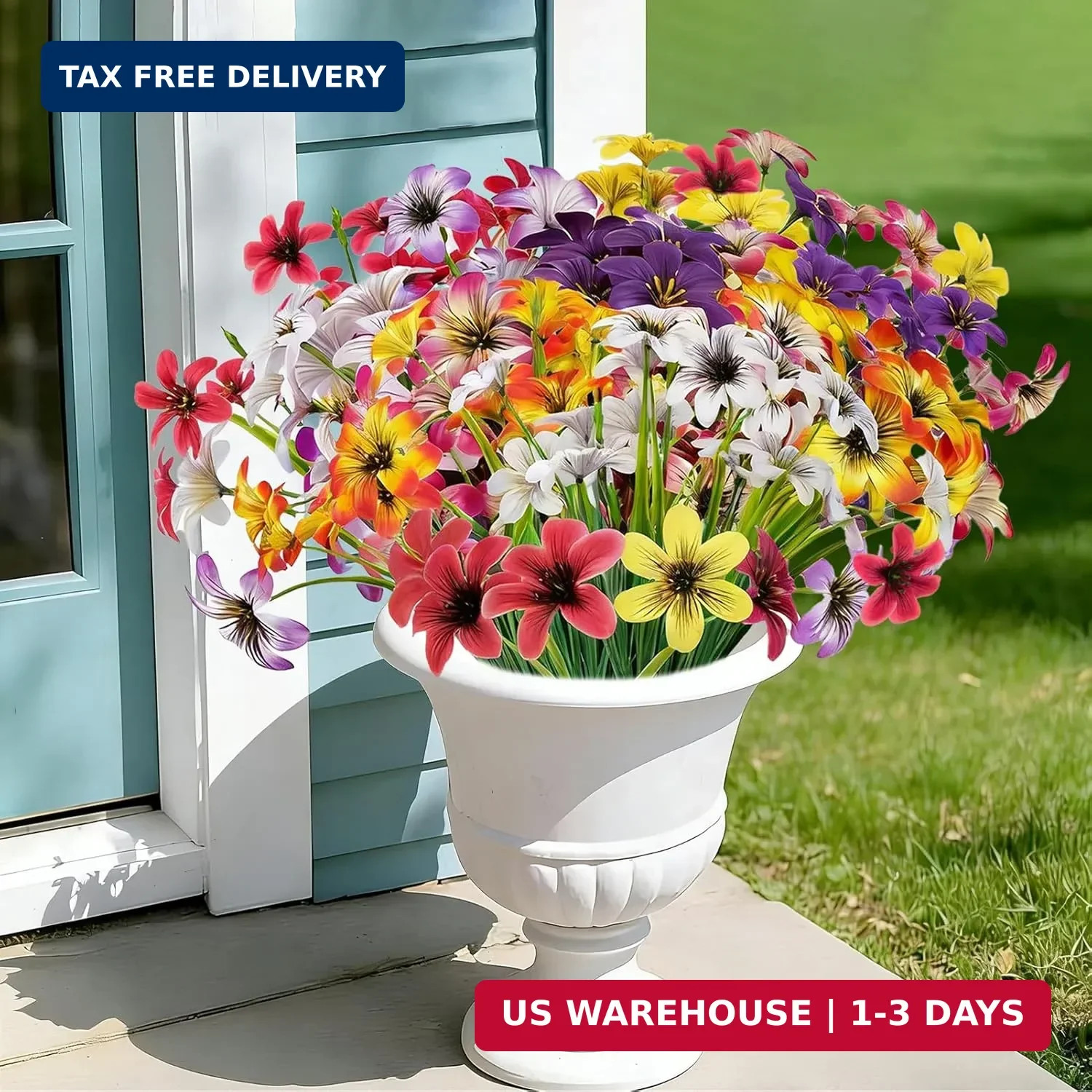 16 Pcs Artificial Flowers for Outdoors, UV Resistant Fake Pansy Silk Flowers, Re