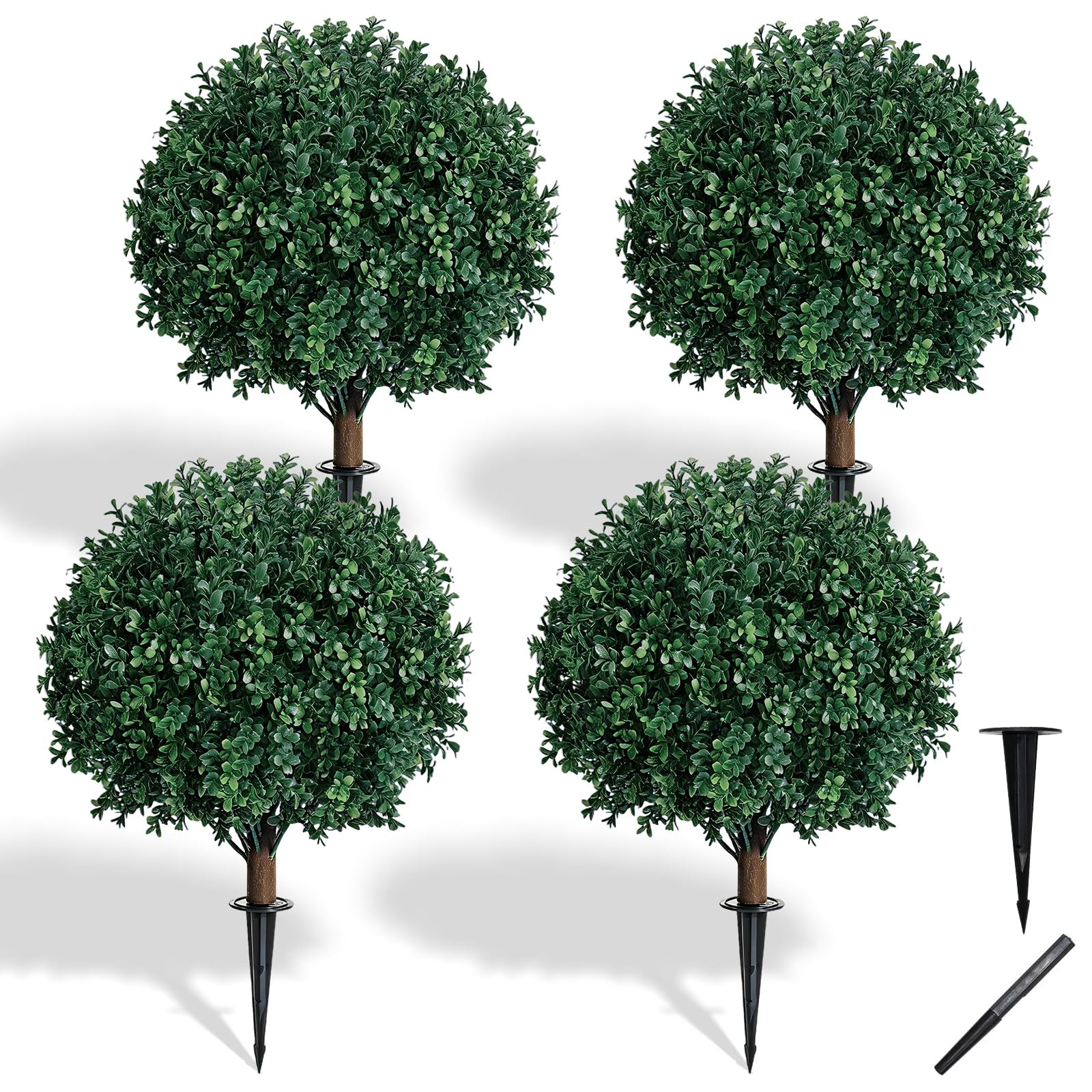 LRTCG Artificial Boxwood Topiary Ball Tree, UV Resistant Outdoor Faux Bushes …