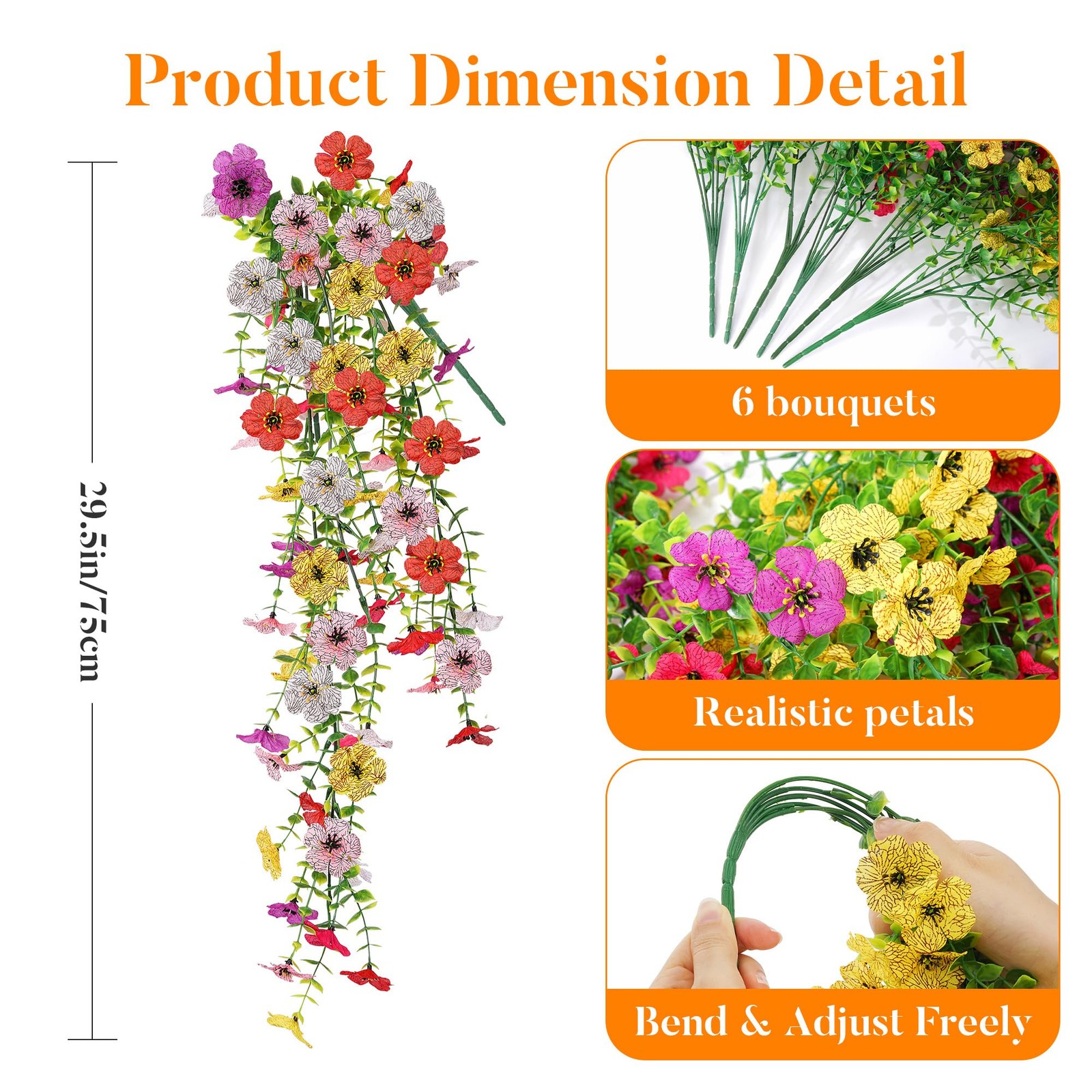 AGIRL 6 Bundles Artificial Flowers for Spring Decoration,Faux Plants for Outd…