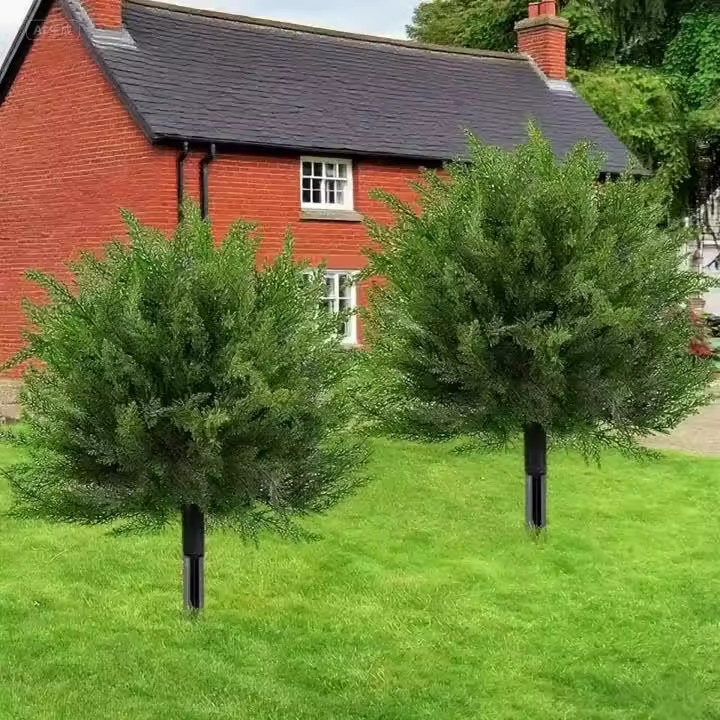 2Pack Artificial Cypress Topiary Christmas Tree with Spike Faux Cedar Bushes