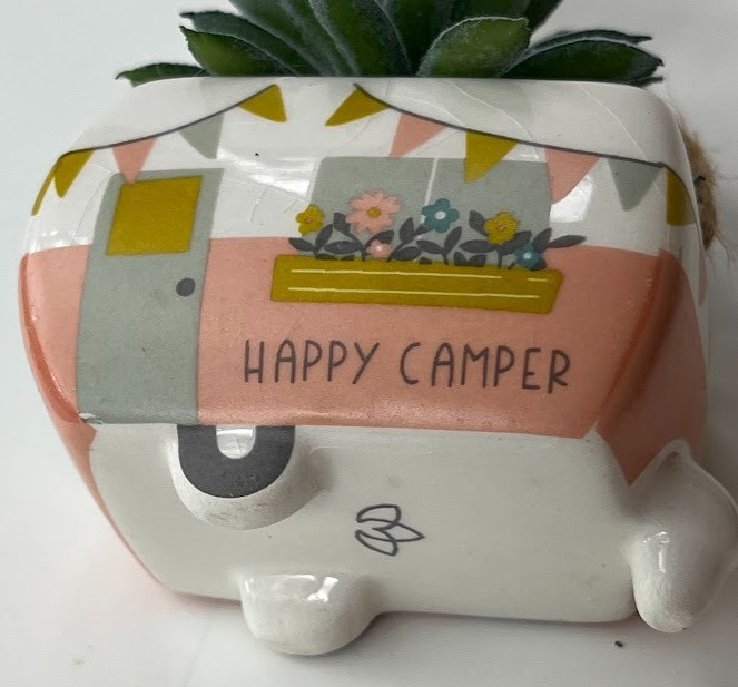 NIB ~ KARMA ~ CERAMIC “CAMPER” SHAPED HANGING SUCCULENT POT ~ 1 or ALL ~ 1+ SHIP