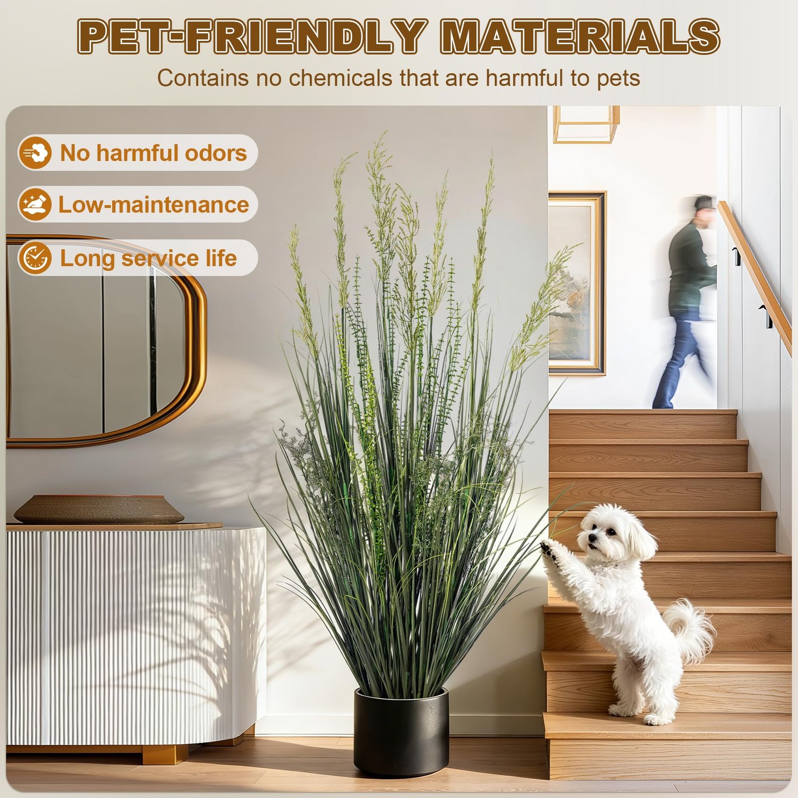 Faux Plastic plantas Synthetic Pampas Grass Artificial Cattail Reed Grass Ind…