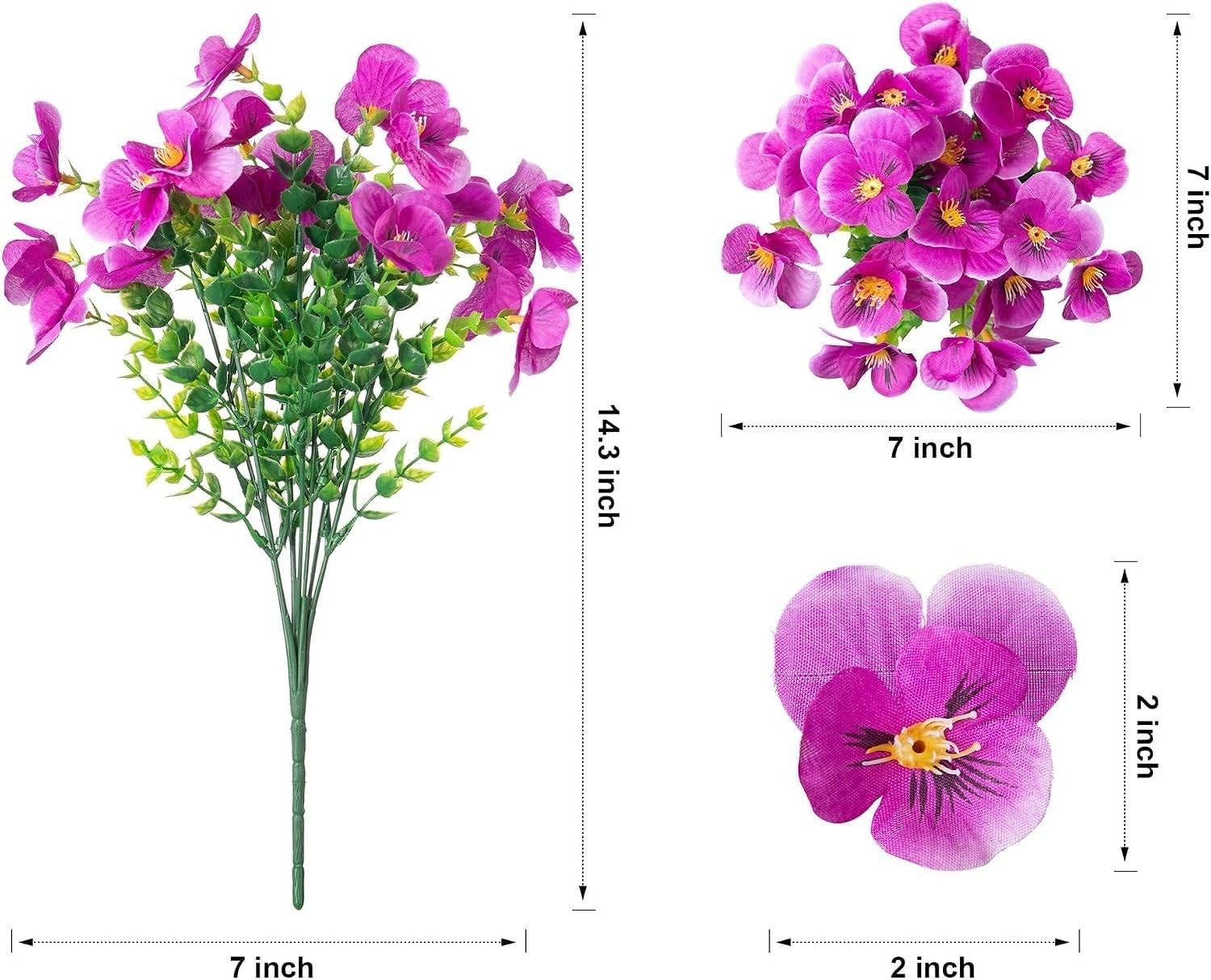 Faux Silk Mixed Color Pansy Flowers – 20PCS for -Round Outdoor Beauty