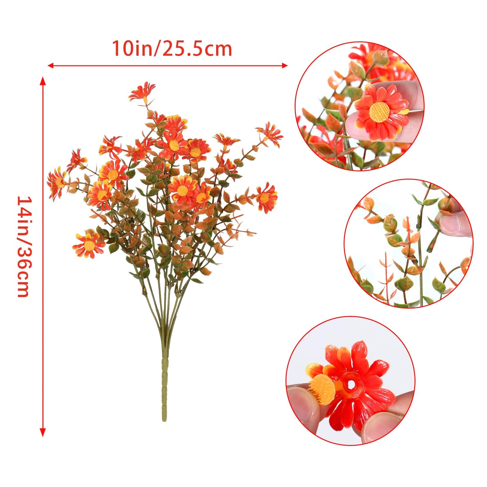 Artificial Fall Flowers Faux Mums 12 Bundles Faux Flower Daisy with Eucalyptu…