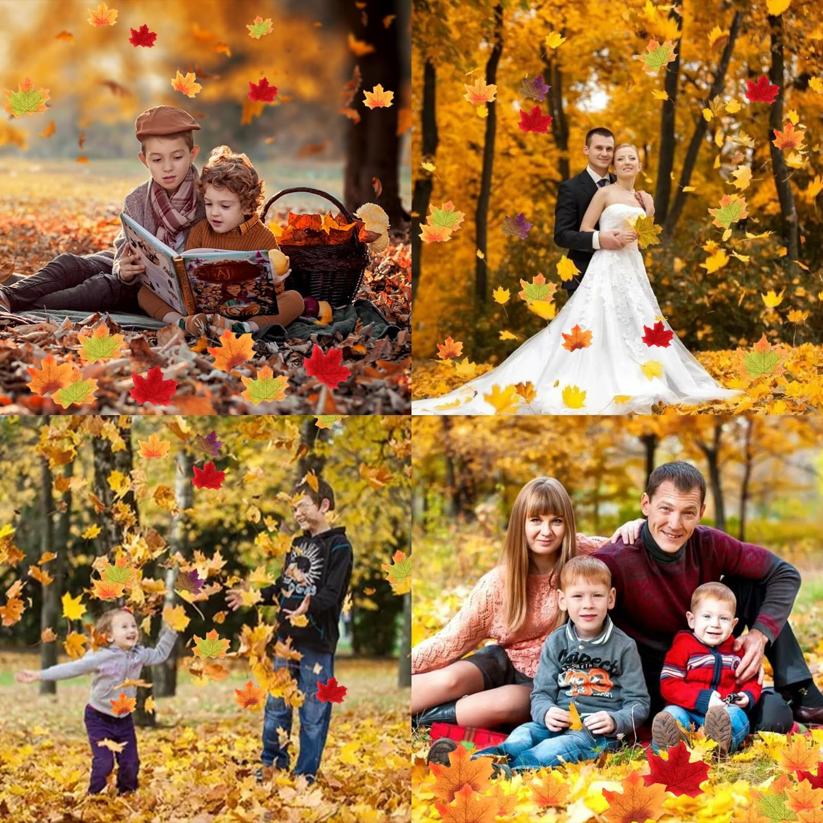 100Pcs Fake Fall Leaves, 8cm/3.15inch Autumn Leaves, Fall Party Decorations M…
