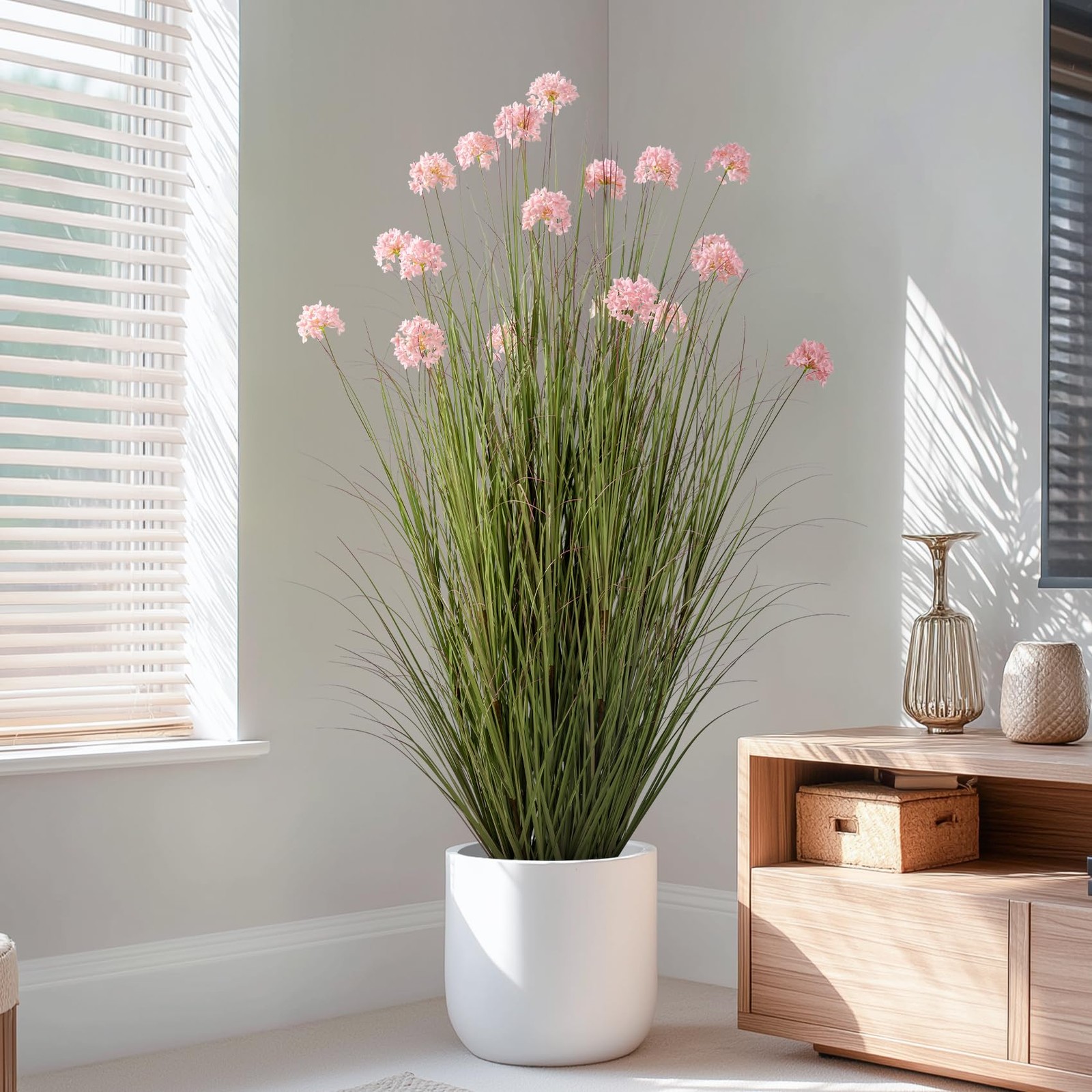 57in Lifelike Artificial Tall Grass Plant with 19 Lifelike Dandelion Flower a…