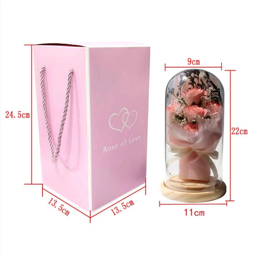 LED Galaxy Rose Eternal 24k Gold Foil Flower with Fairy String Lights Dome Decor