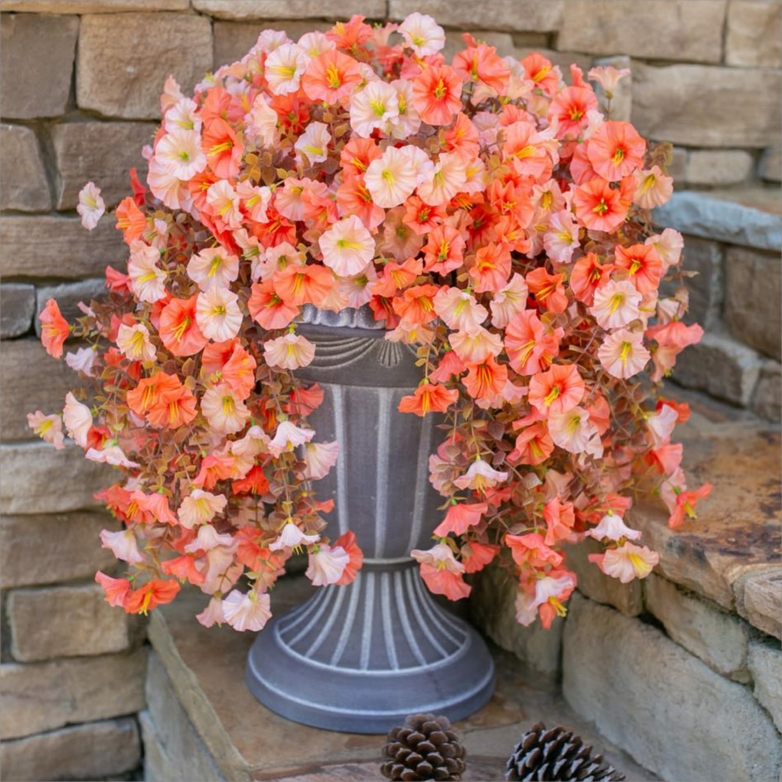 Ivydale Faux Mums Fall Hanging Flowers 2PCS Outdoor Home Garden Decor