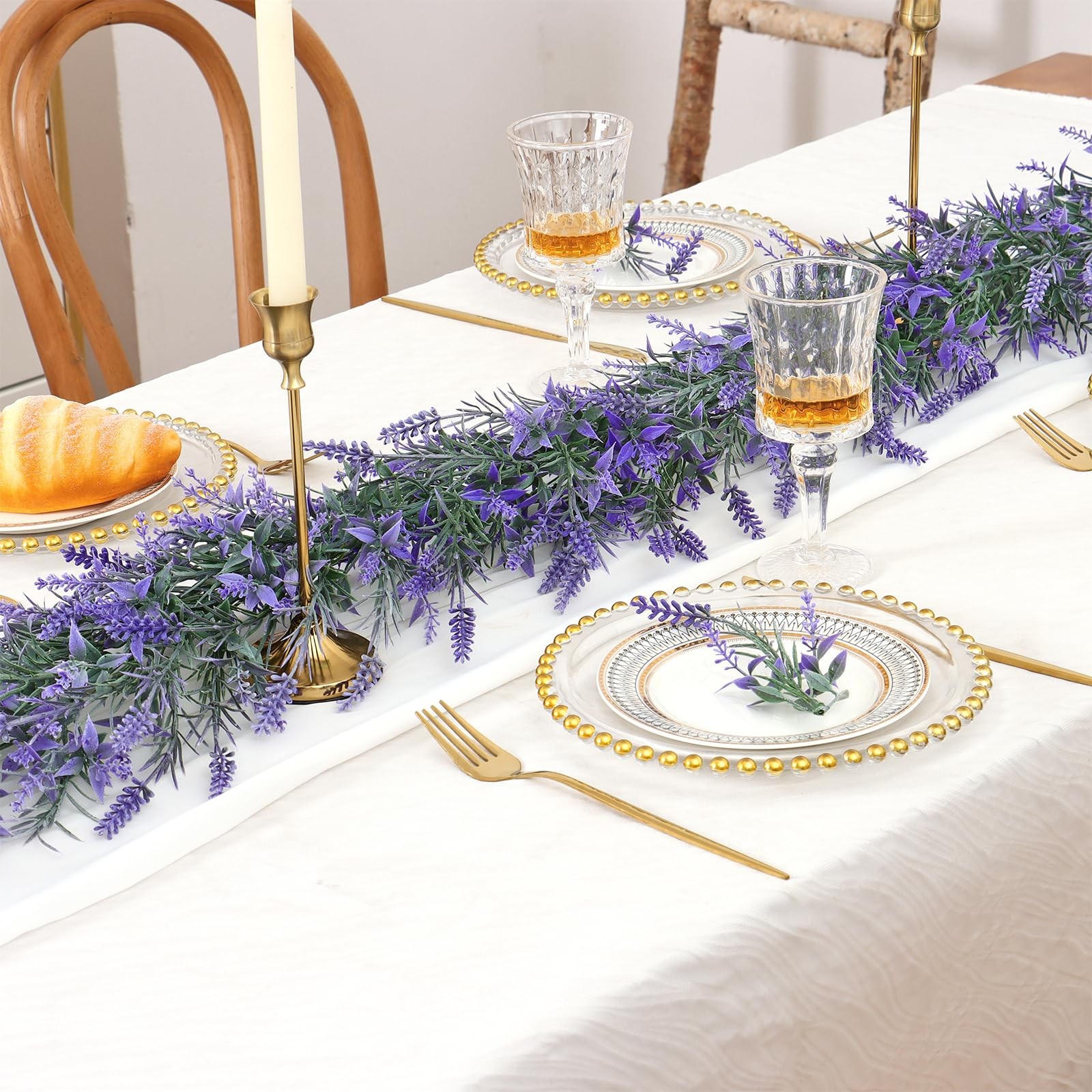 TOCHGREEN 6FT 2PCS Spring Summer Lavender Garland Artificial Purple Flower Ga…
