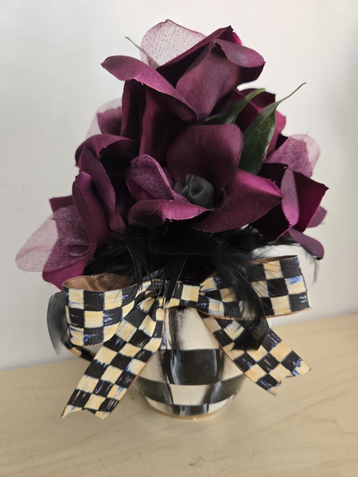 My Own Checkerboard Inspired Halloween Skull Bouquet Courtly Ribbon Bow