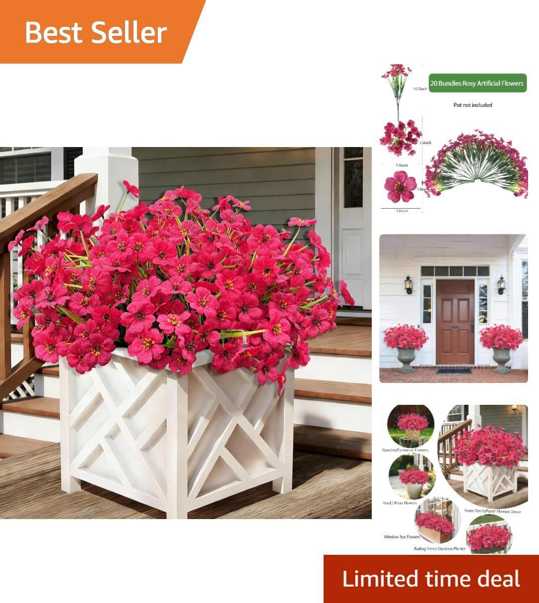 Realistic Fuchsia Faux Flowers – 20 Bundles for Outdoor Decor & Arrangements