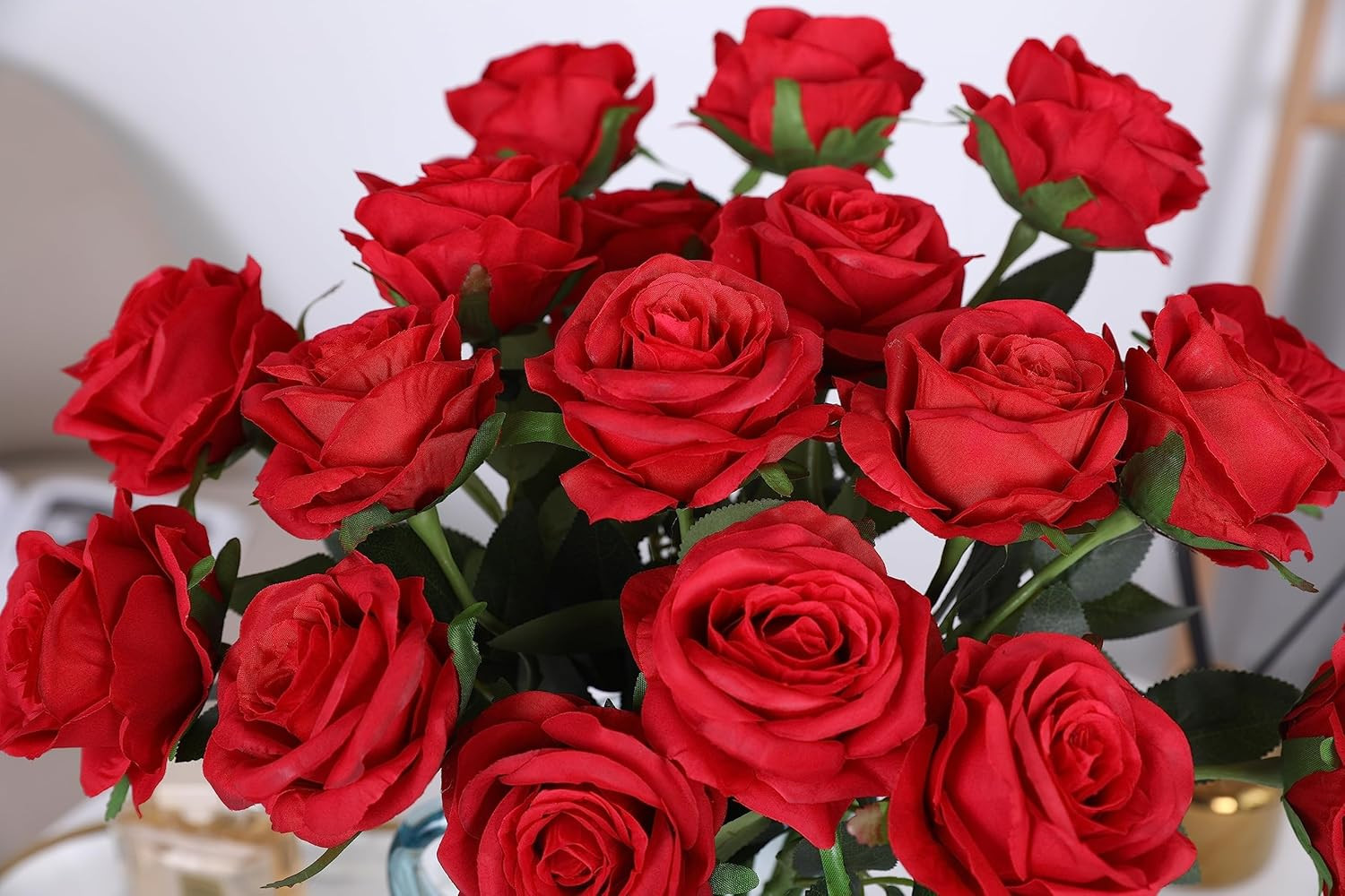 10Pcs Artificial Roses Flowers, Realistic Blossom Roses, Real Touch Silk Rose, S
