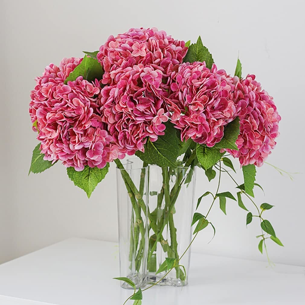 3pcs 25in Artificial Realistic Hydrangea Flowers 3D Real Touch 25in Extra Long