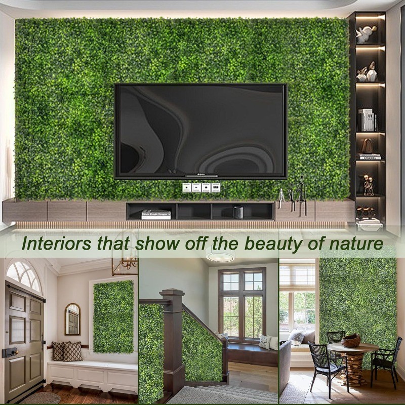 [Indoor Outdoor Decor] 10pcs Artificial Boxwood Hedge Wall Panels: 10 X 10In
