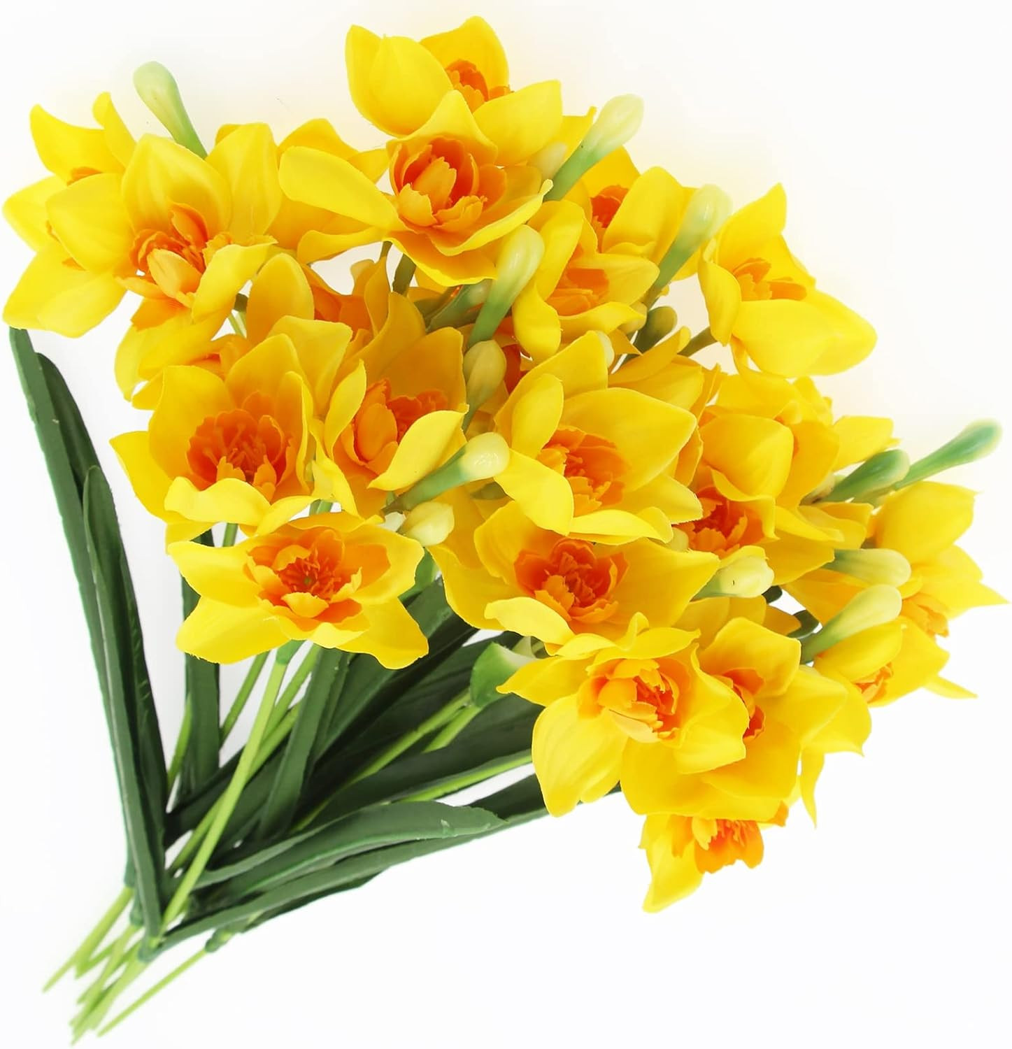 10 Pcs Artificial Daffodils Flowers Narcissus Faux Spring Flowers Fake Silk D…