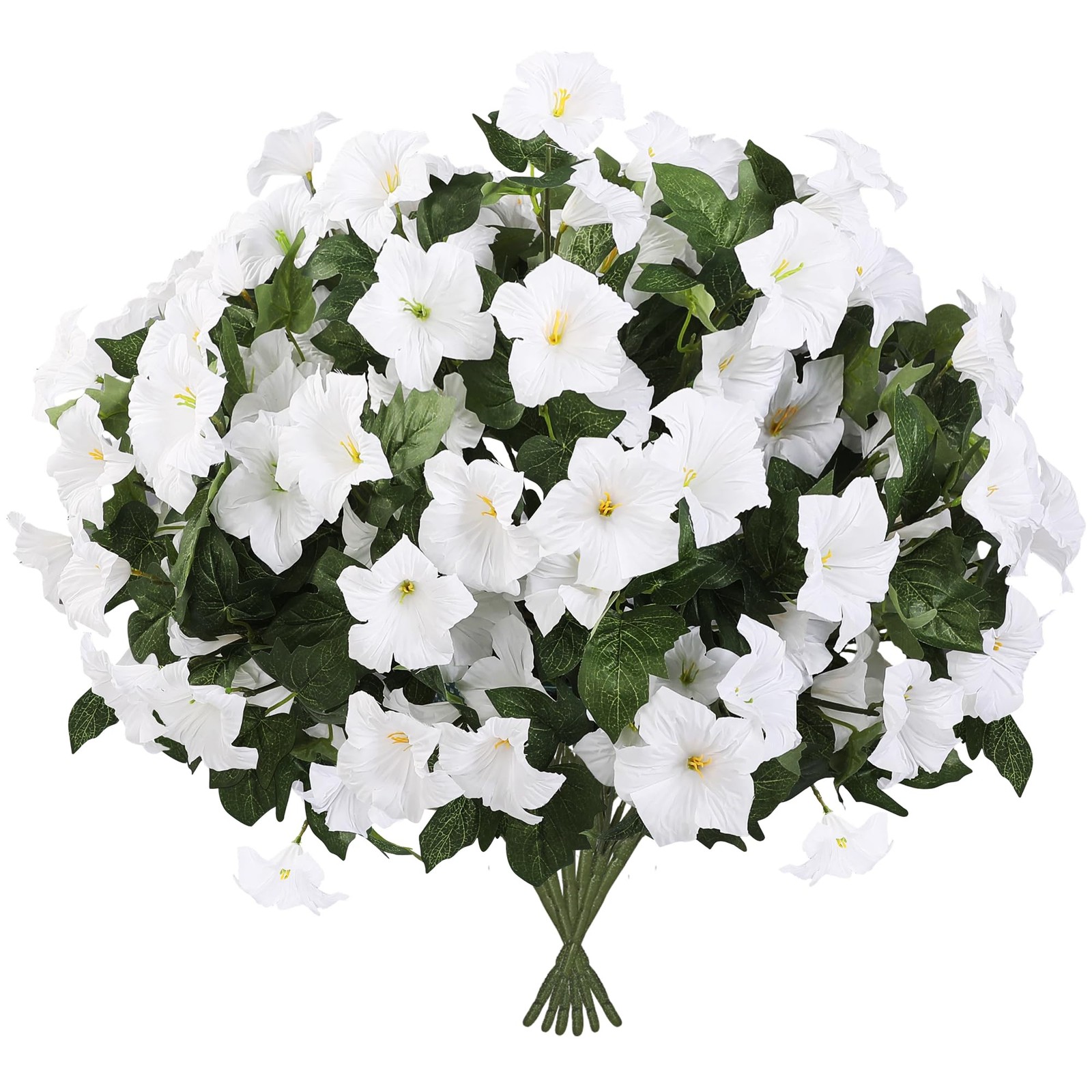 6 Bundles White Flowers Artificial Petunias, Large Headed Faux Petunias UV Re…