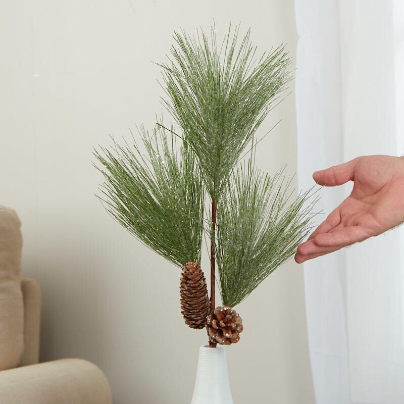 Set of 2 Frosted Artificial 27″ Pine Sprays with Pinecones